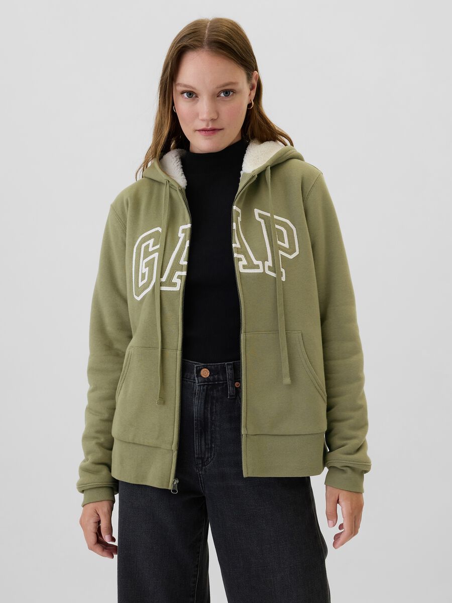 Full-zip con interno in sherpa e ricamo logo Donna_0