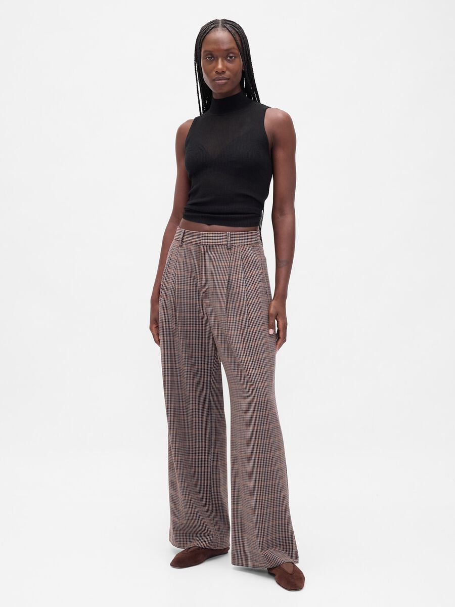 Brown stretch fabric trousers Woman_4