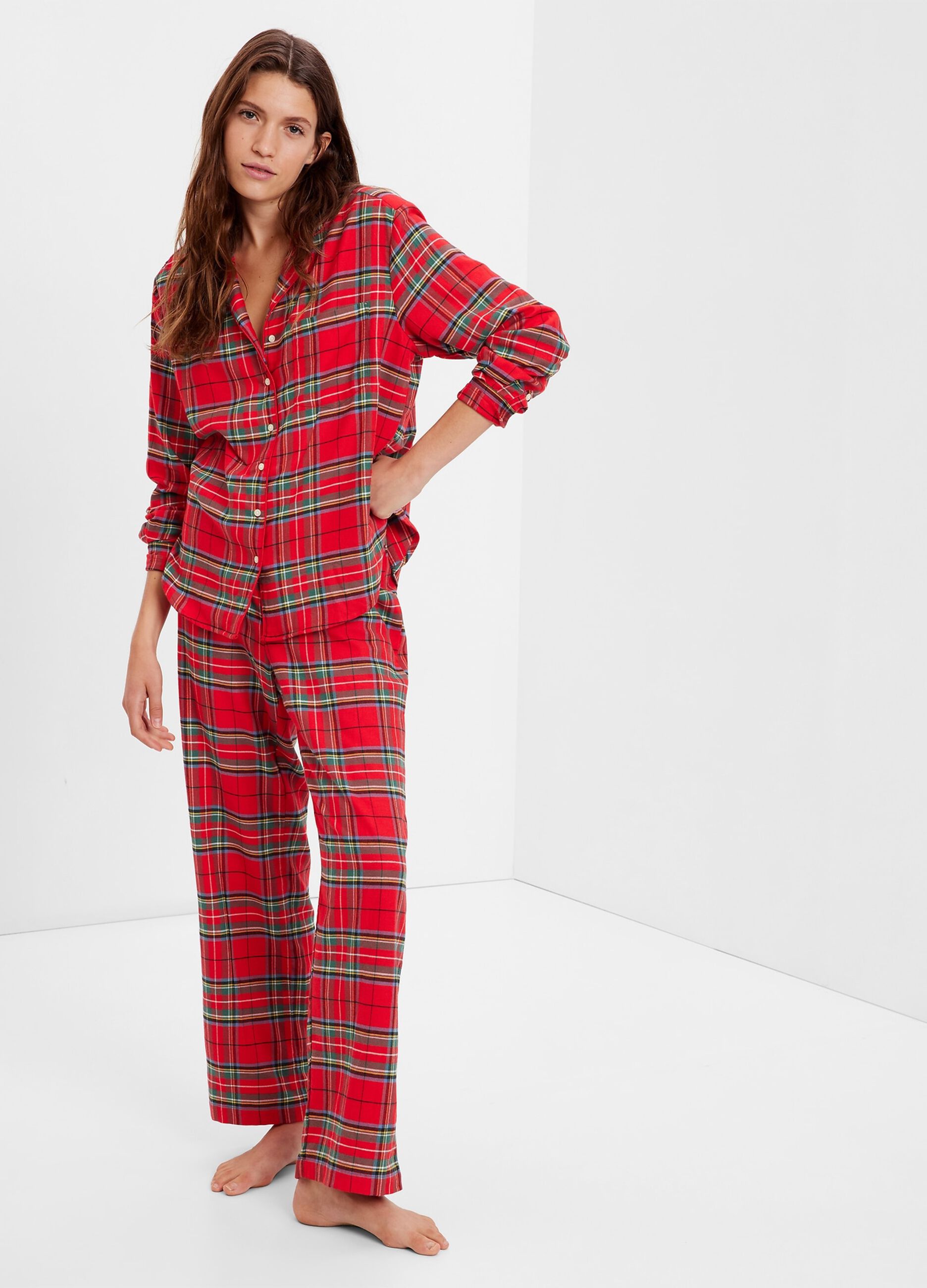 Pigiama lungo in flanella fantasia tartan