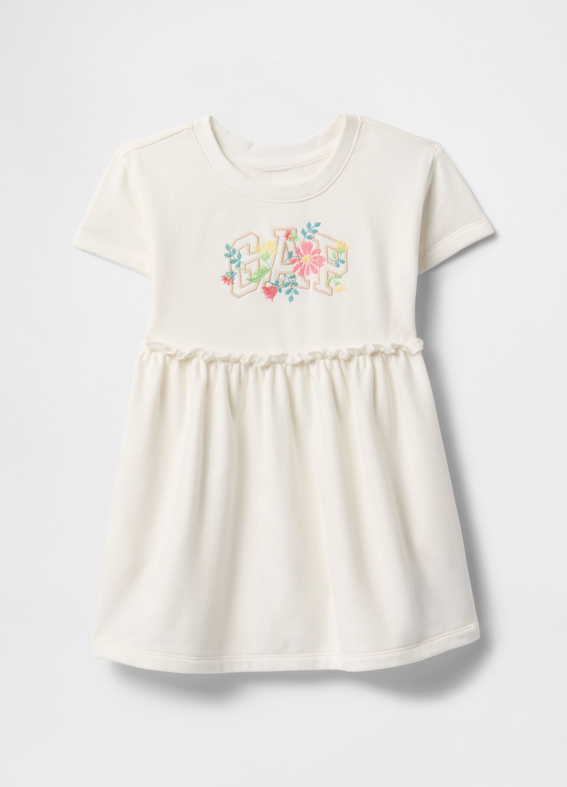 Vestito bianco a maniche corte per bambina in cotone