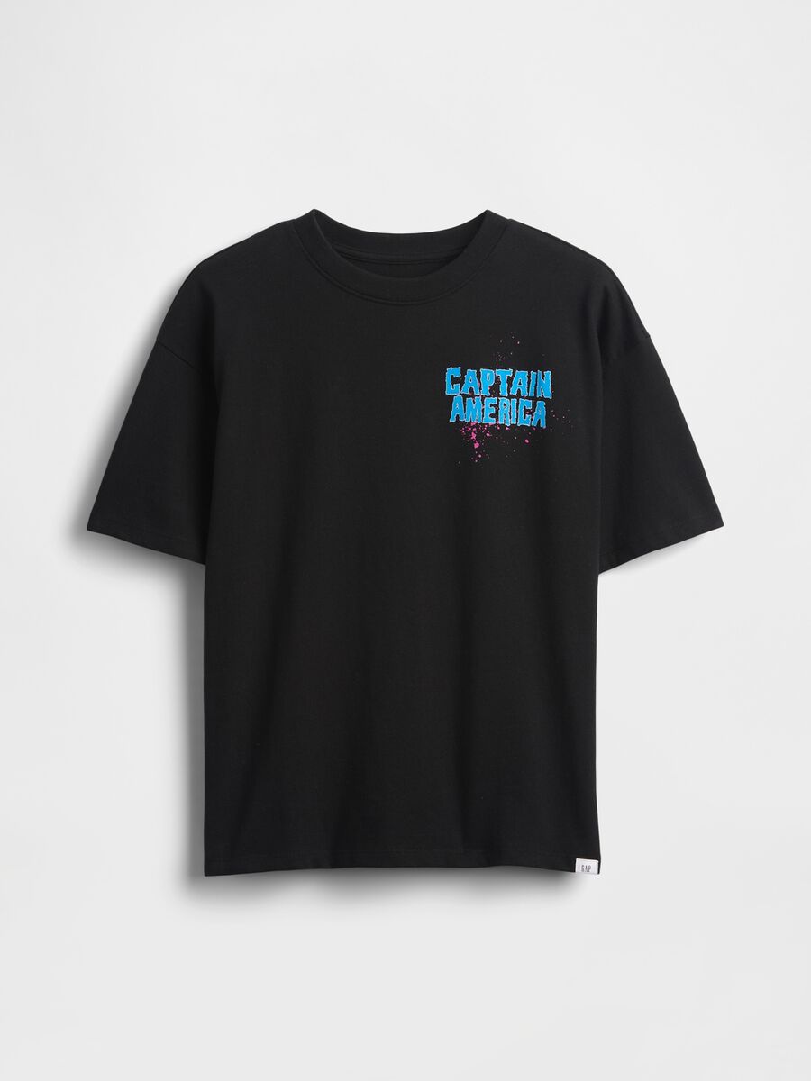 Black Cotton T-shirt with Captain America Prints Boy_0