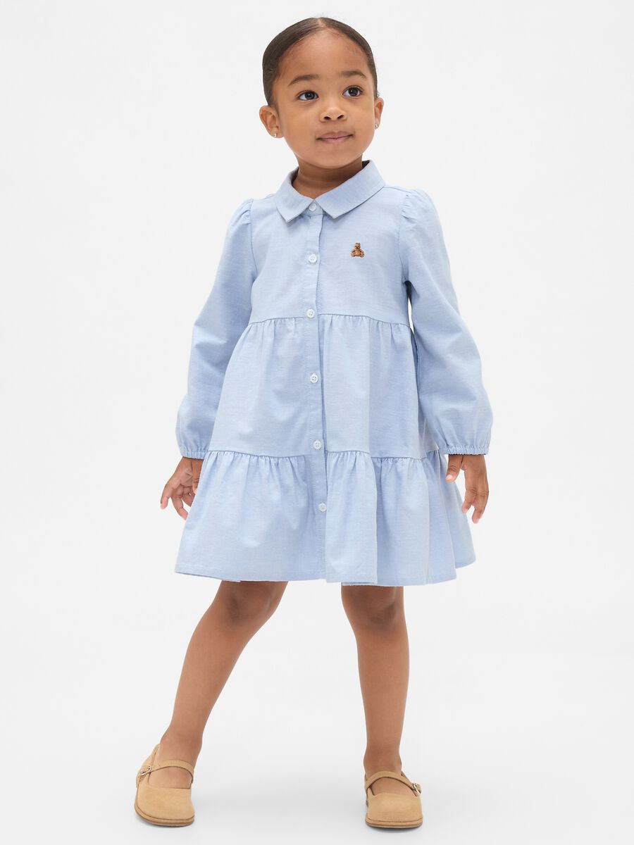 Vestito azzurro in cotone elasticizzato Bimba_0