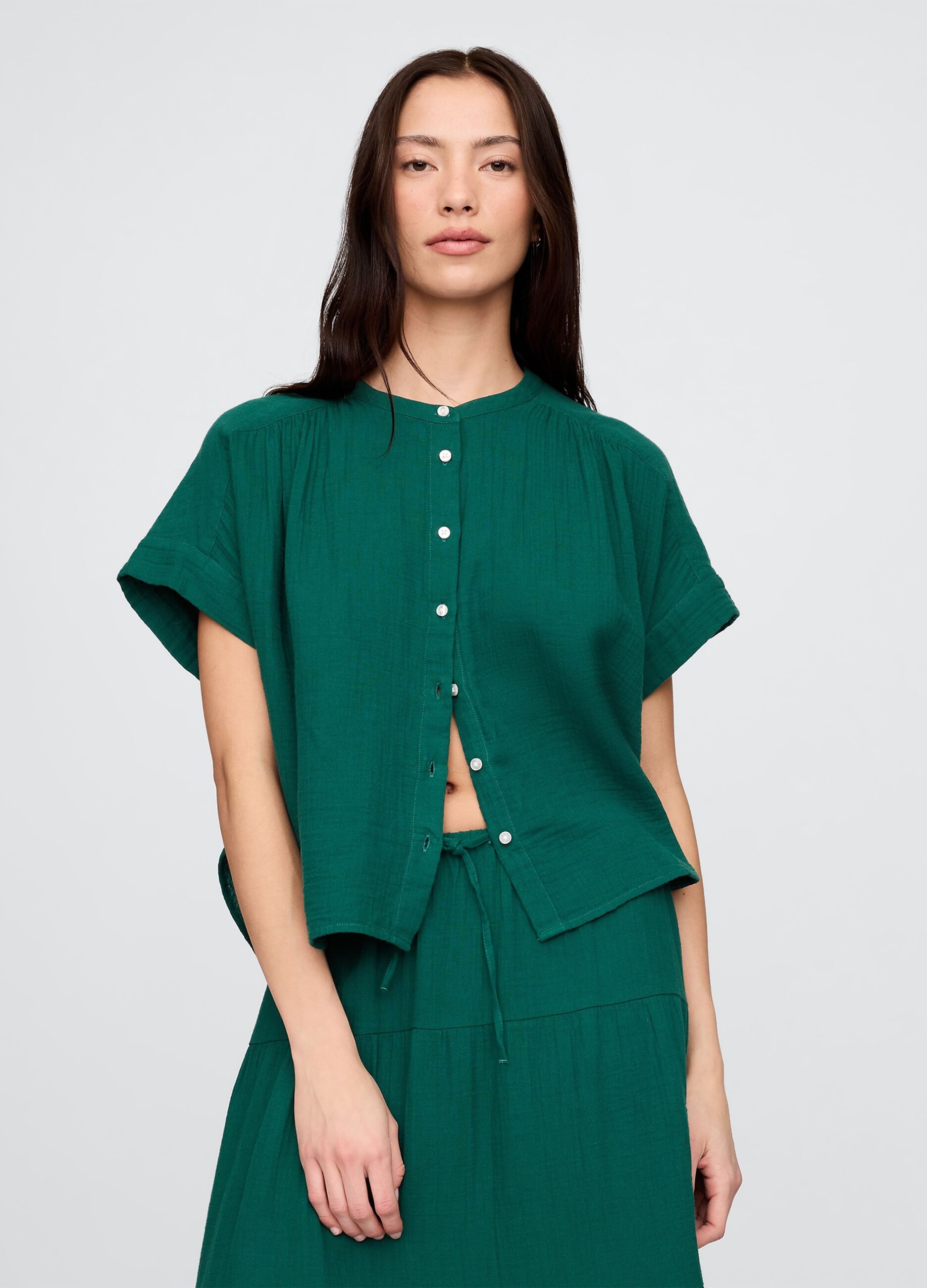 Camicia verde in cotone leggero