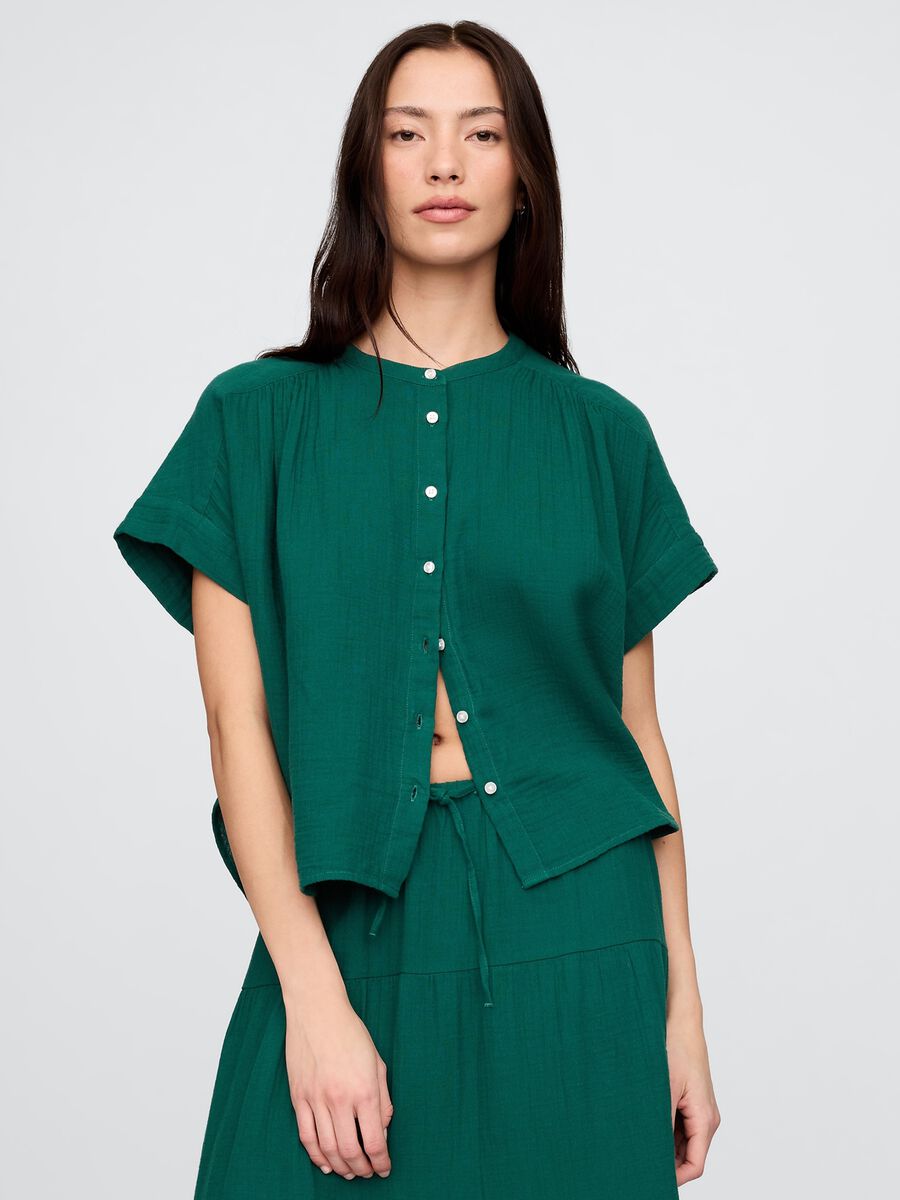 Camicia verde in cotone leggero Donna_0