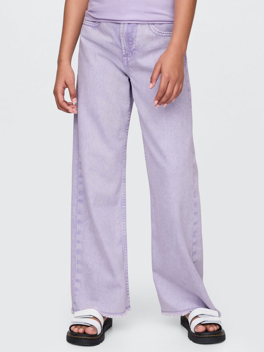 Jeans lilla wide leg in cotone e Lyocell Bambina_2