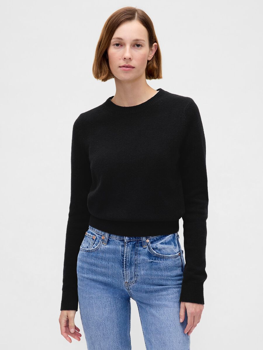 Maglione nero in misto cotone e acrilico Donna_0