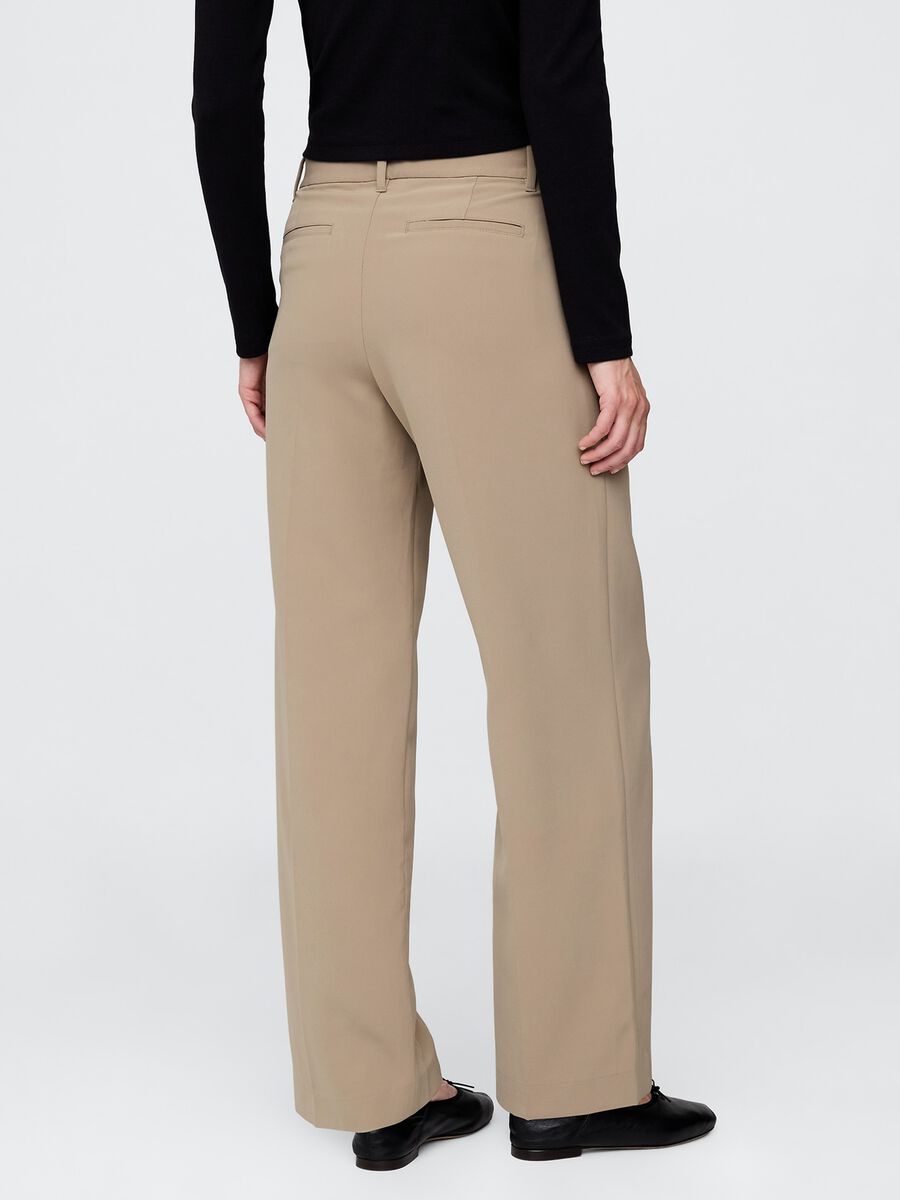 Beige Stretch Fabric Trousers Woman_2