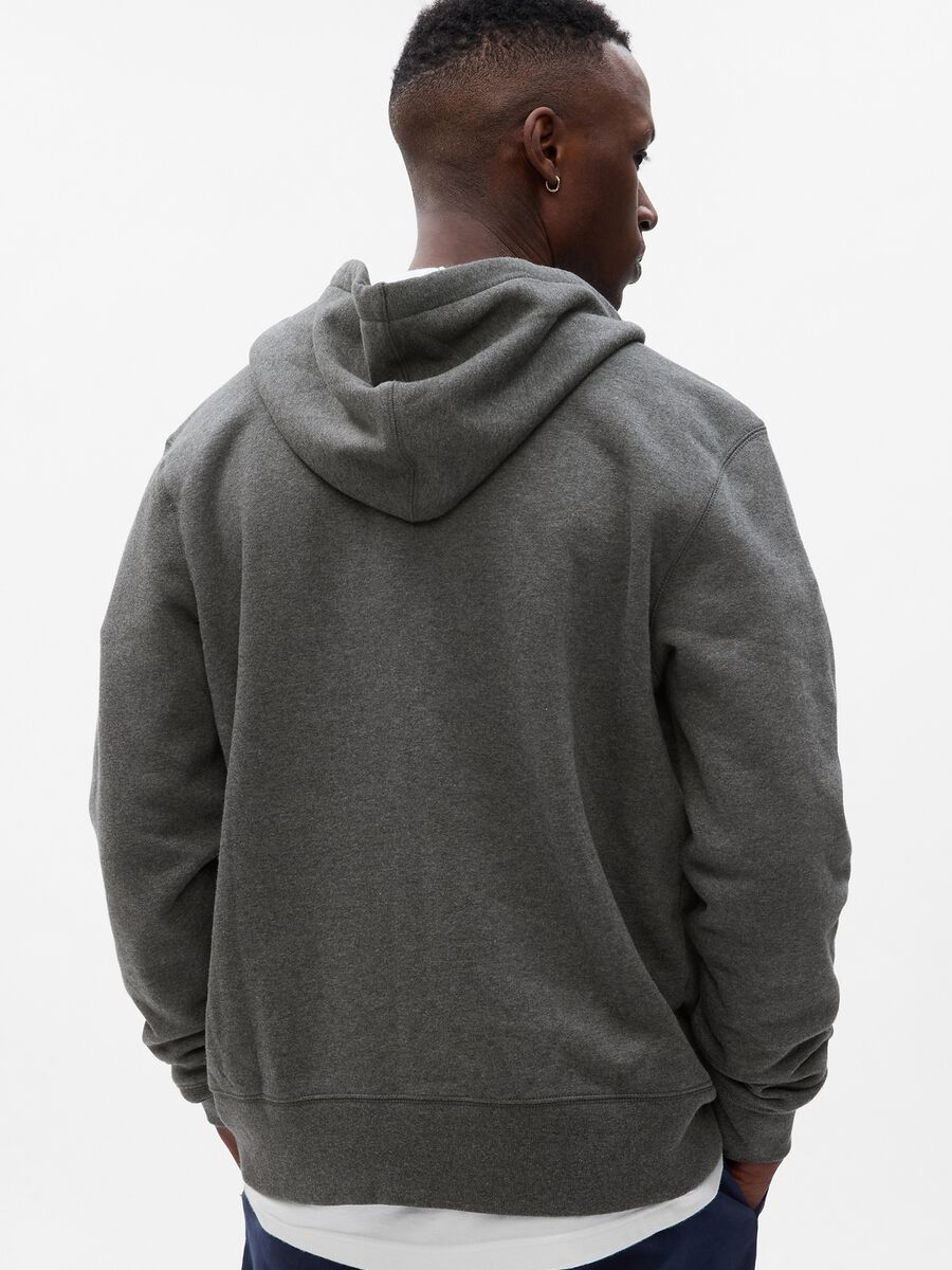 Full-zip sweatshirt with hood and mini logo embroidery Man_1