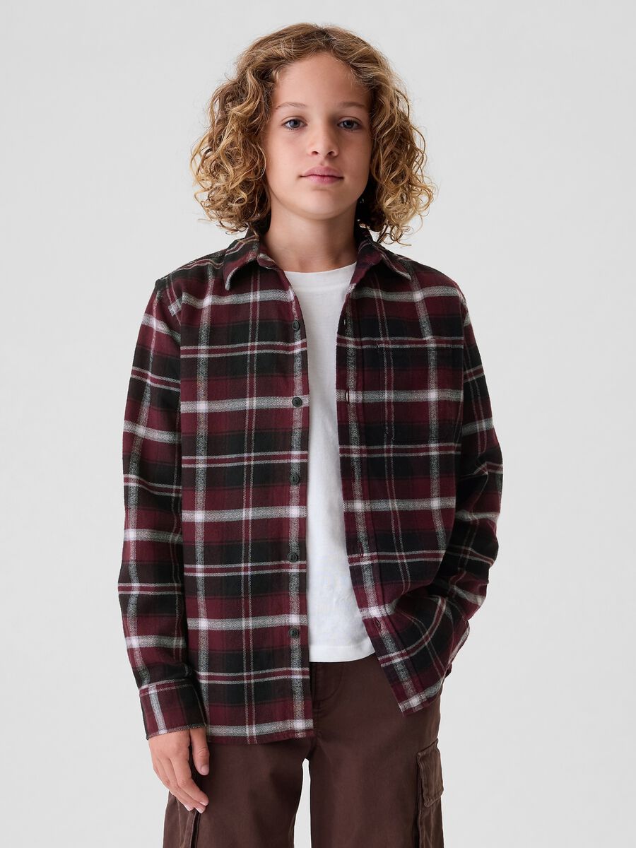 Camicia in flanella con fantasia check Bambino_0
