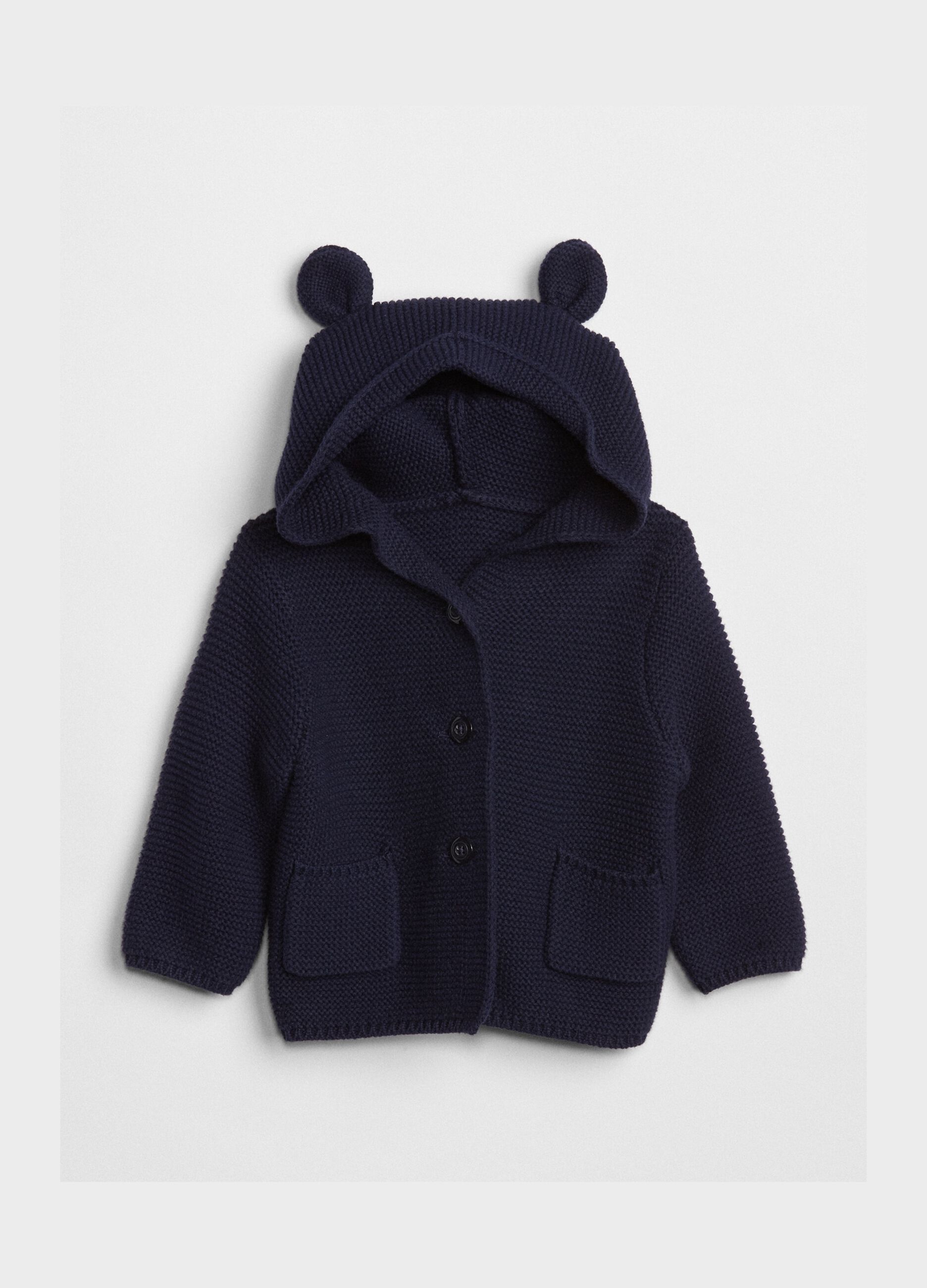 Knitted cardigan with hood and ears_1