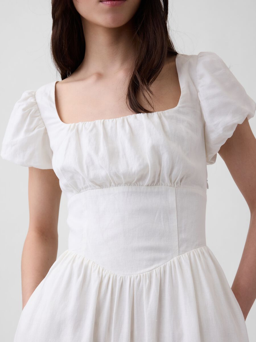 Abito midi in misto lino Donna_3