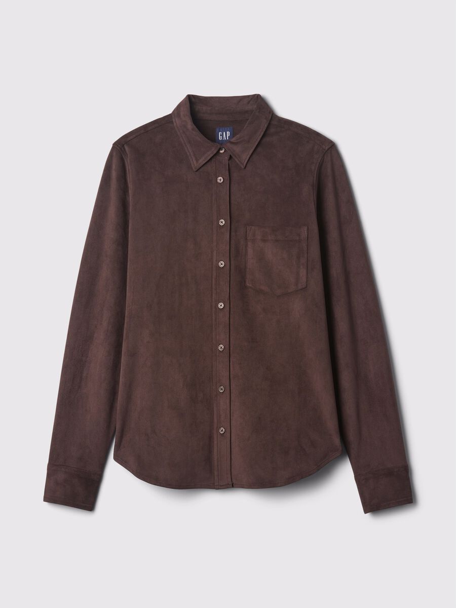 Camicia scamosciata con tasca Donna_4