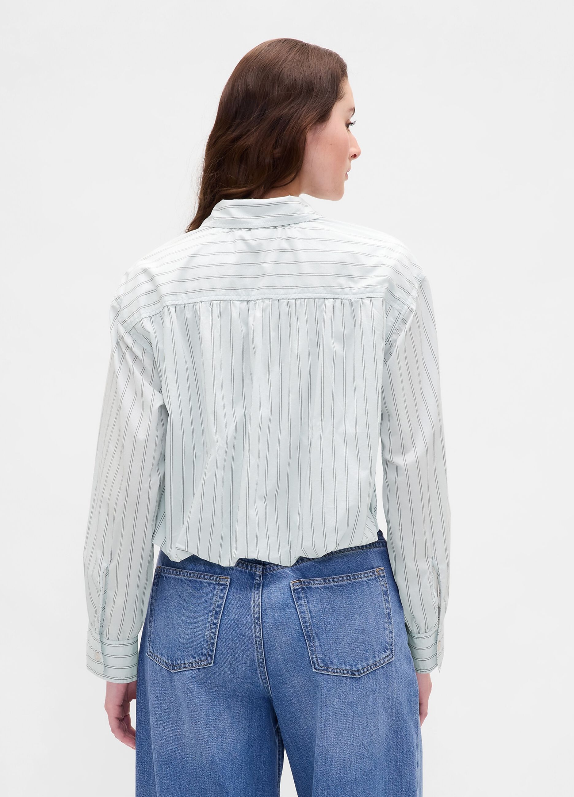 Camicia azzurra in cotone a righe_1