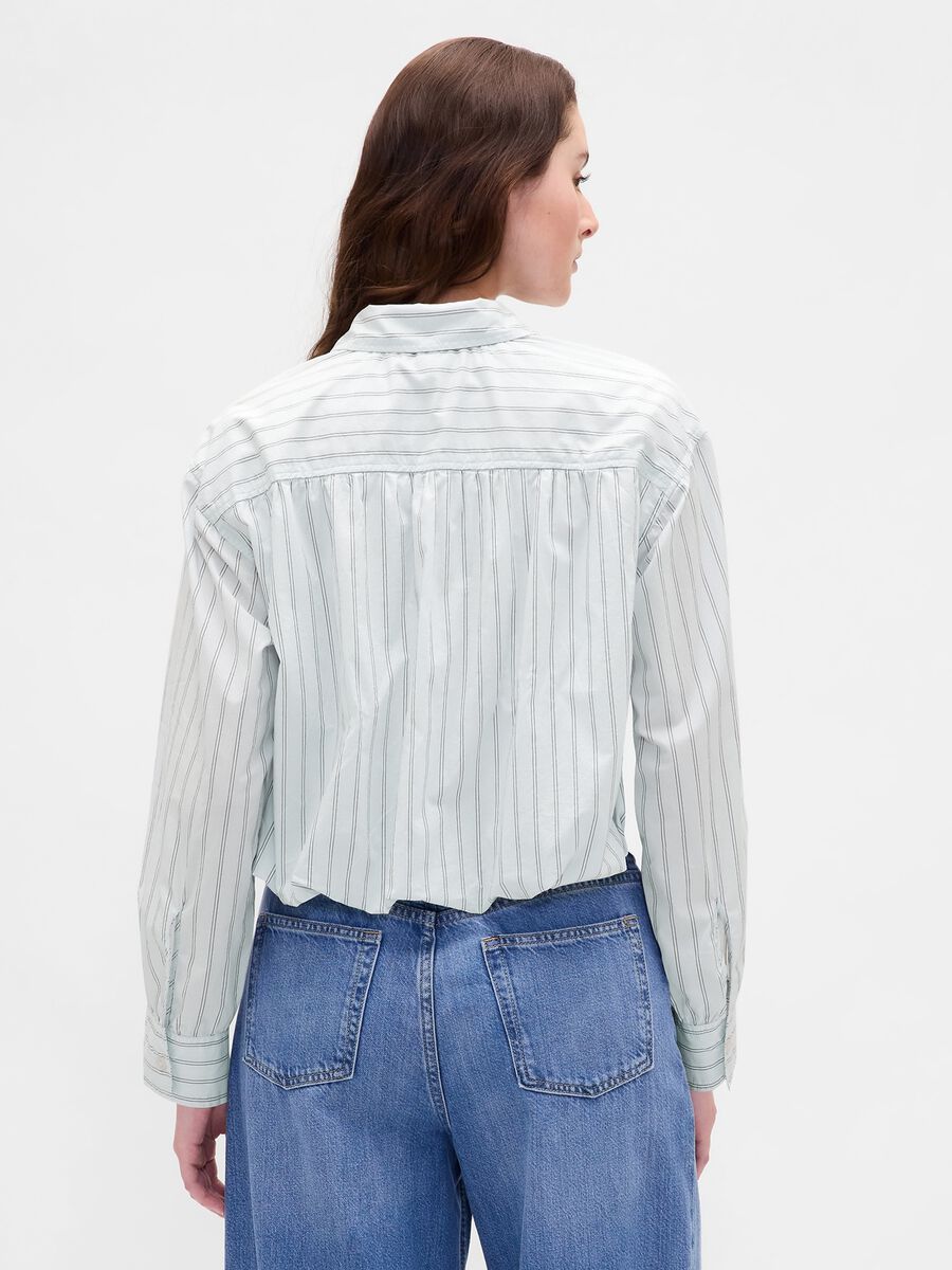 Camicia azzurra in cotone a righe Donna_1
