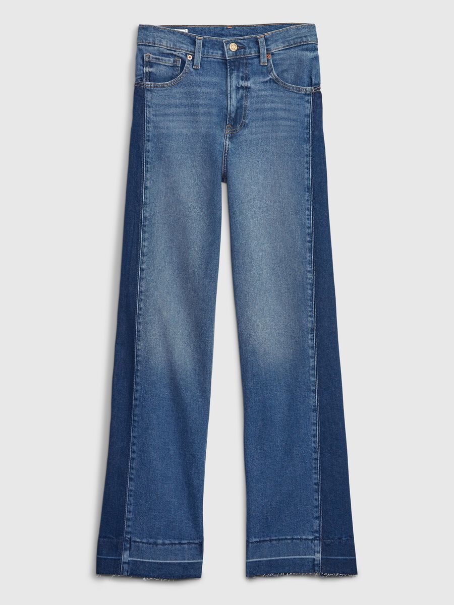 Two-tone, wide-leg jeans with high waist Woman_5