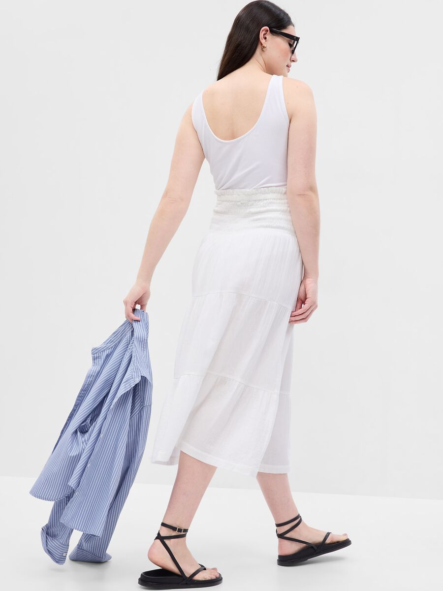 Tiered midi skirt in cotton gauze with flounces Woman_4