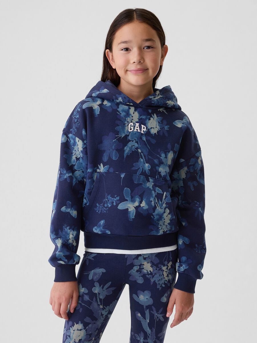 Floral crop sweatshirt with logo embroidery Girl_0