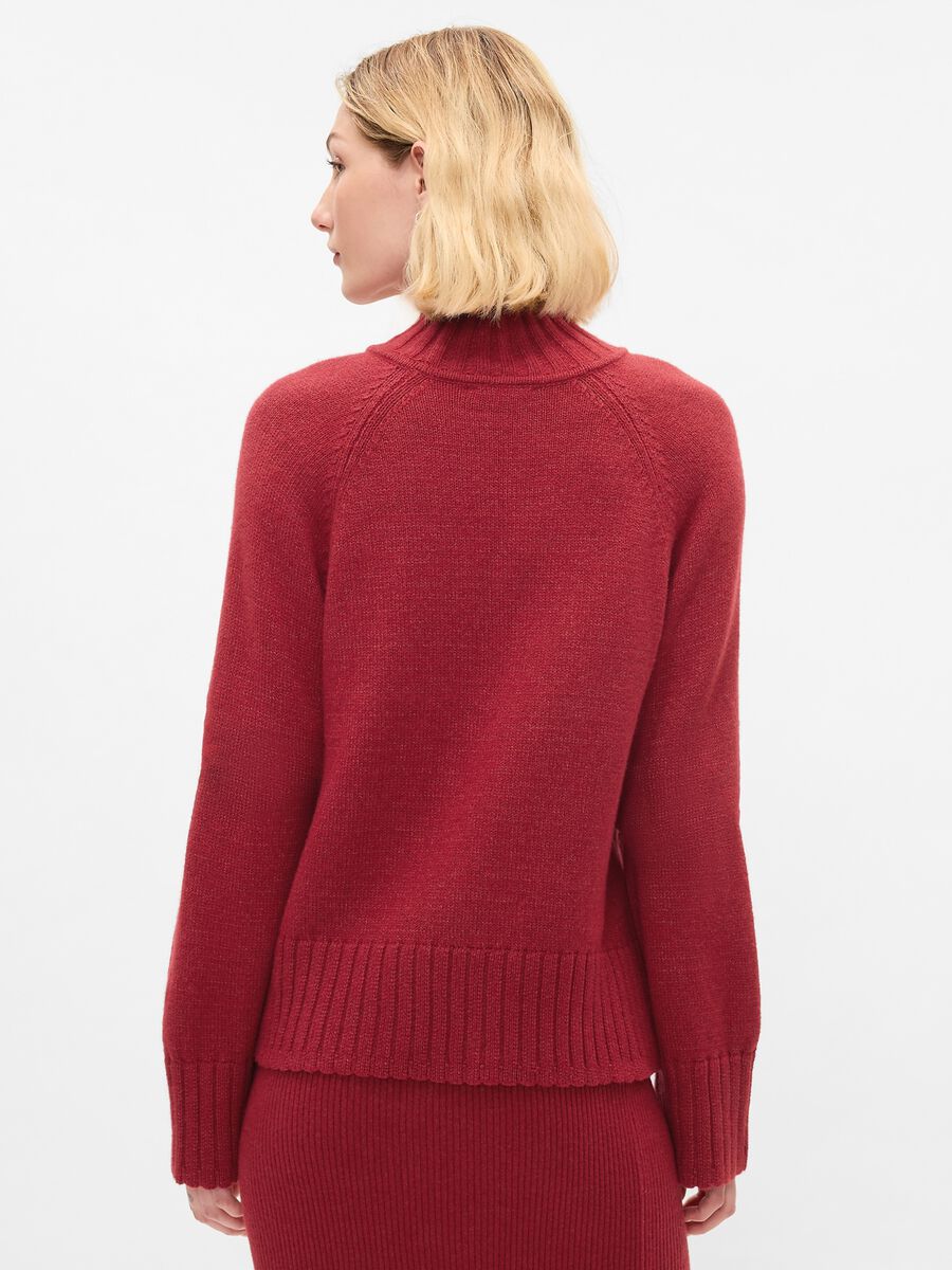 Cropped sweater with mock neck and raglan sleeves Woman_2