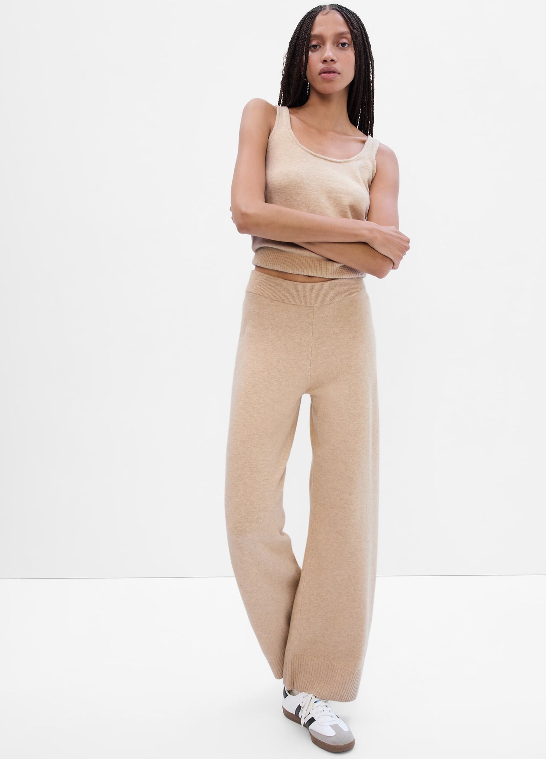 Pantaloni jogger wide leg in maglia