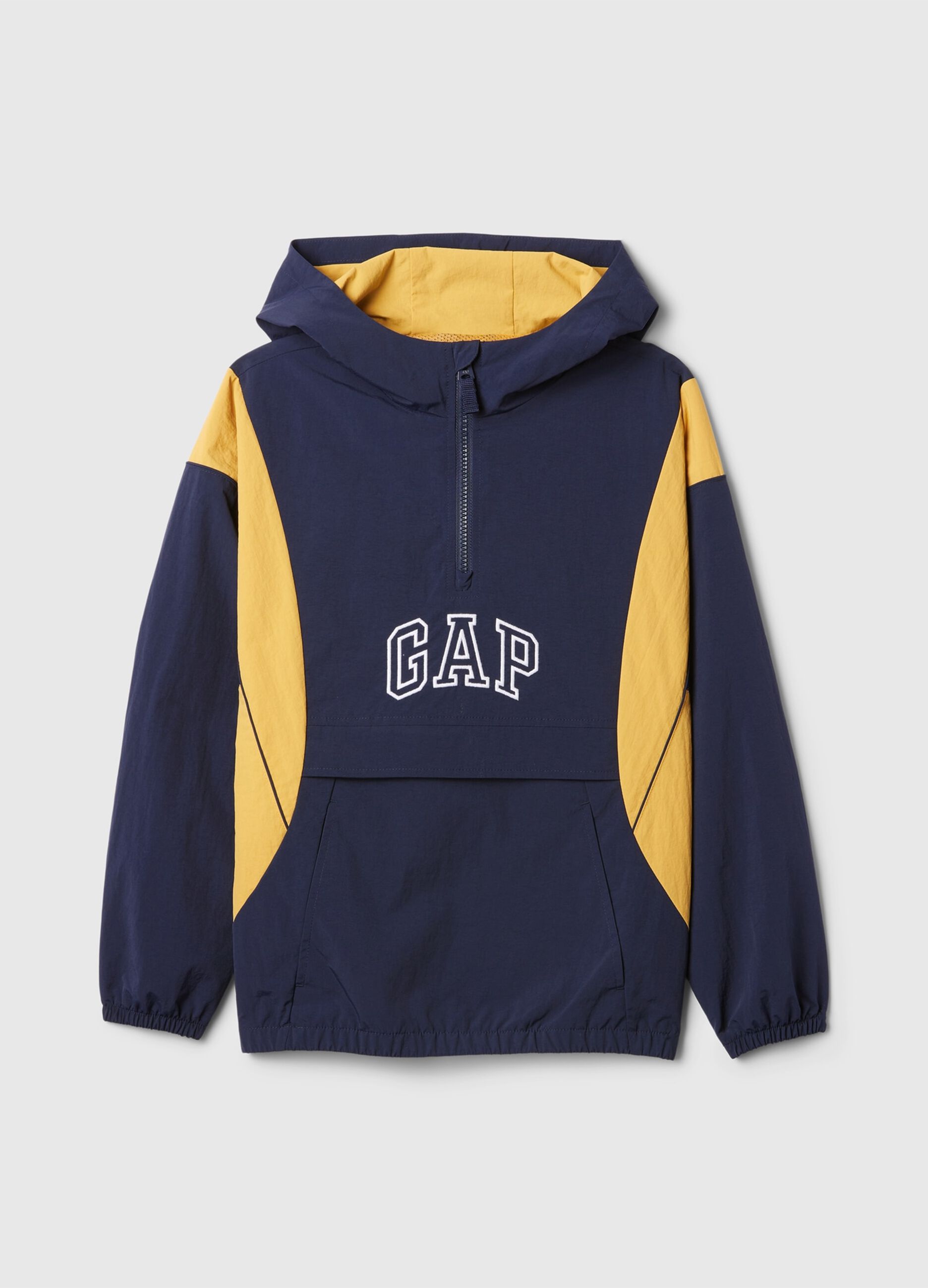 Giubbotto mezza zip con cappuccio e logo_3