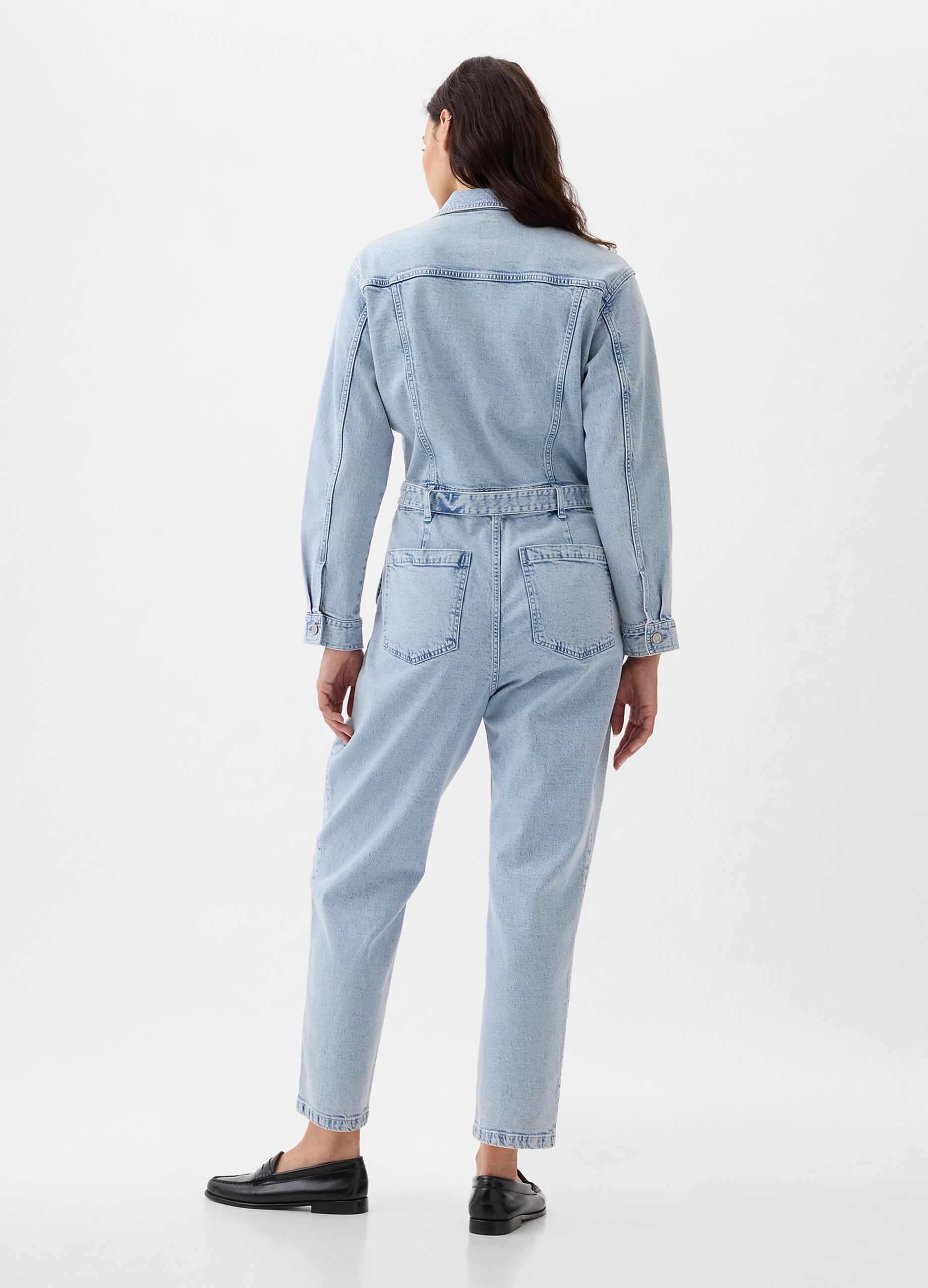Tuta intera in denim con cintura_4