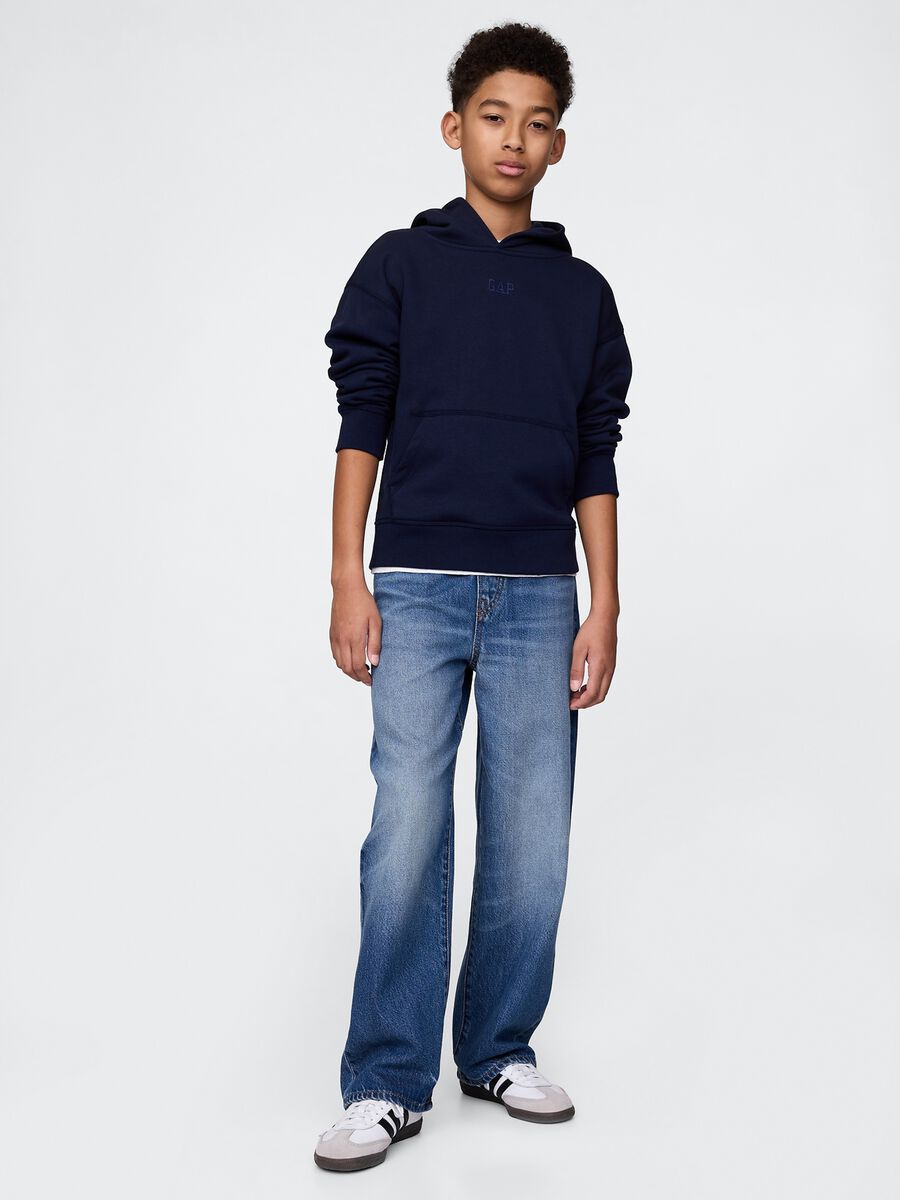 Jeans blu denim ampi a vita elastica Bambino_0