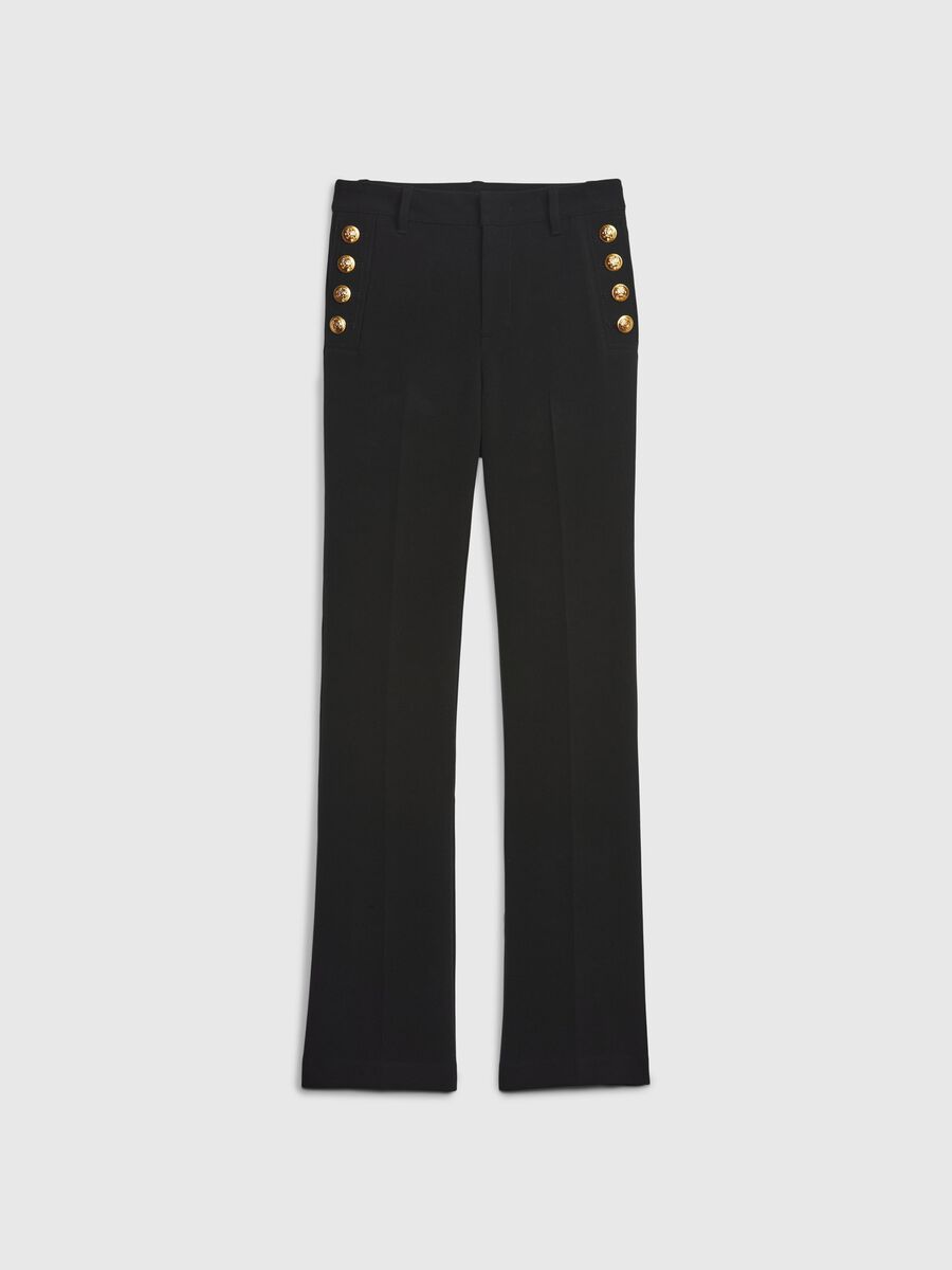 Flare-fit trousers with golden buttons Woman_5