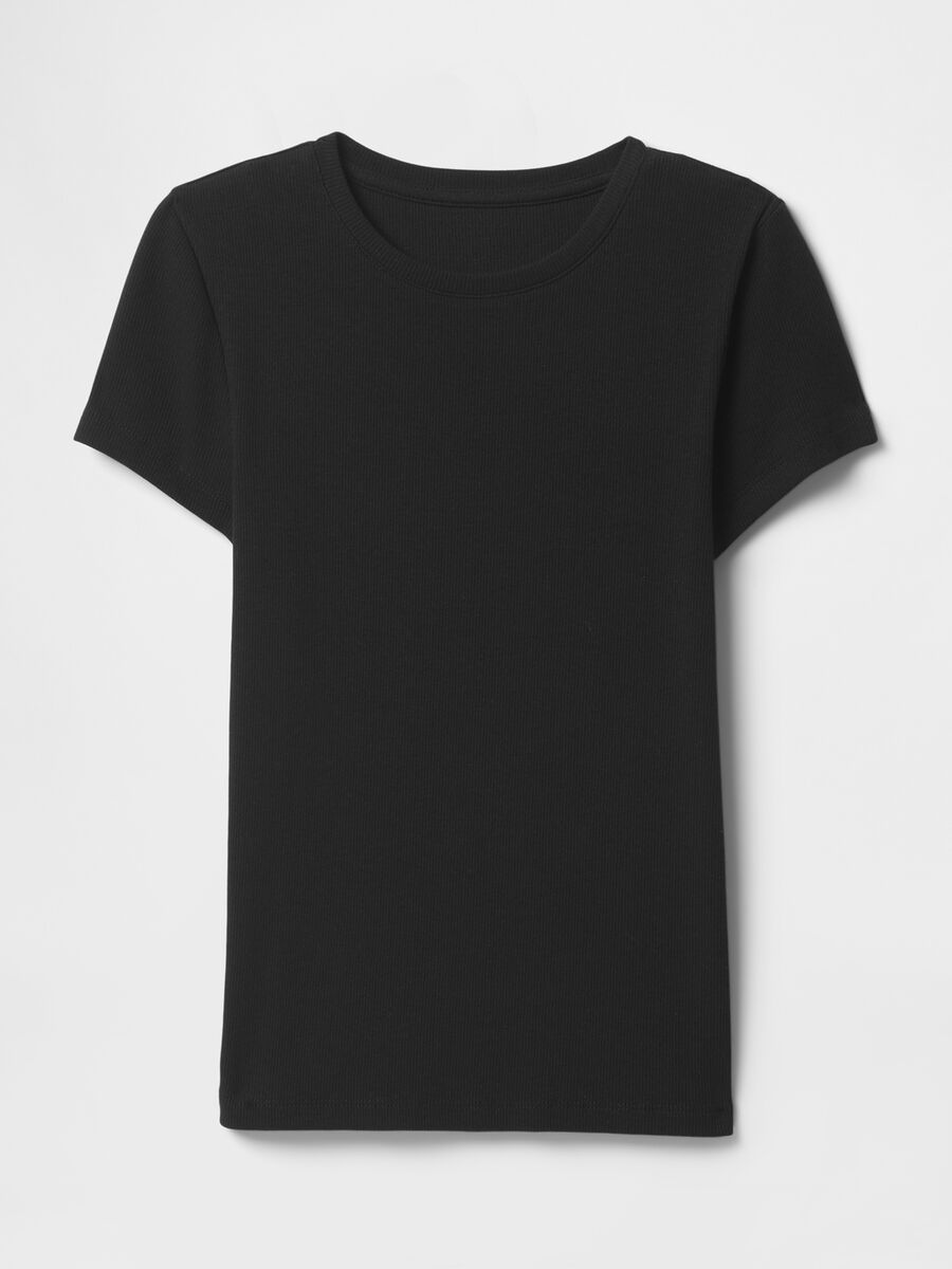 T-shirt slim fit in cotone a costine  Donna_3