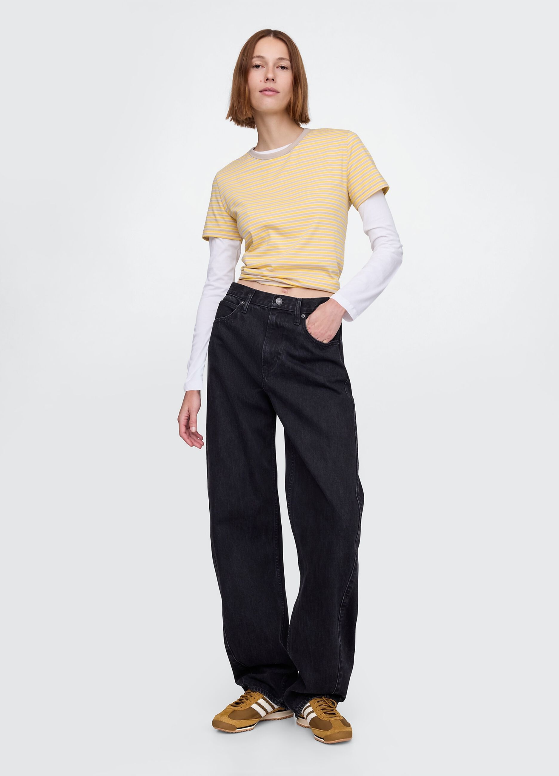 T-shirt a righe gialle in cotone Gap_1