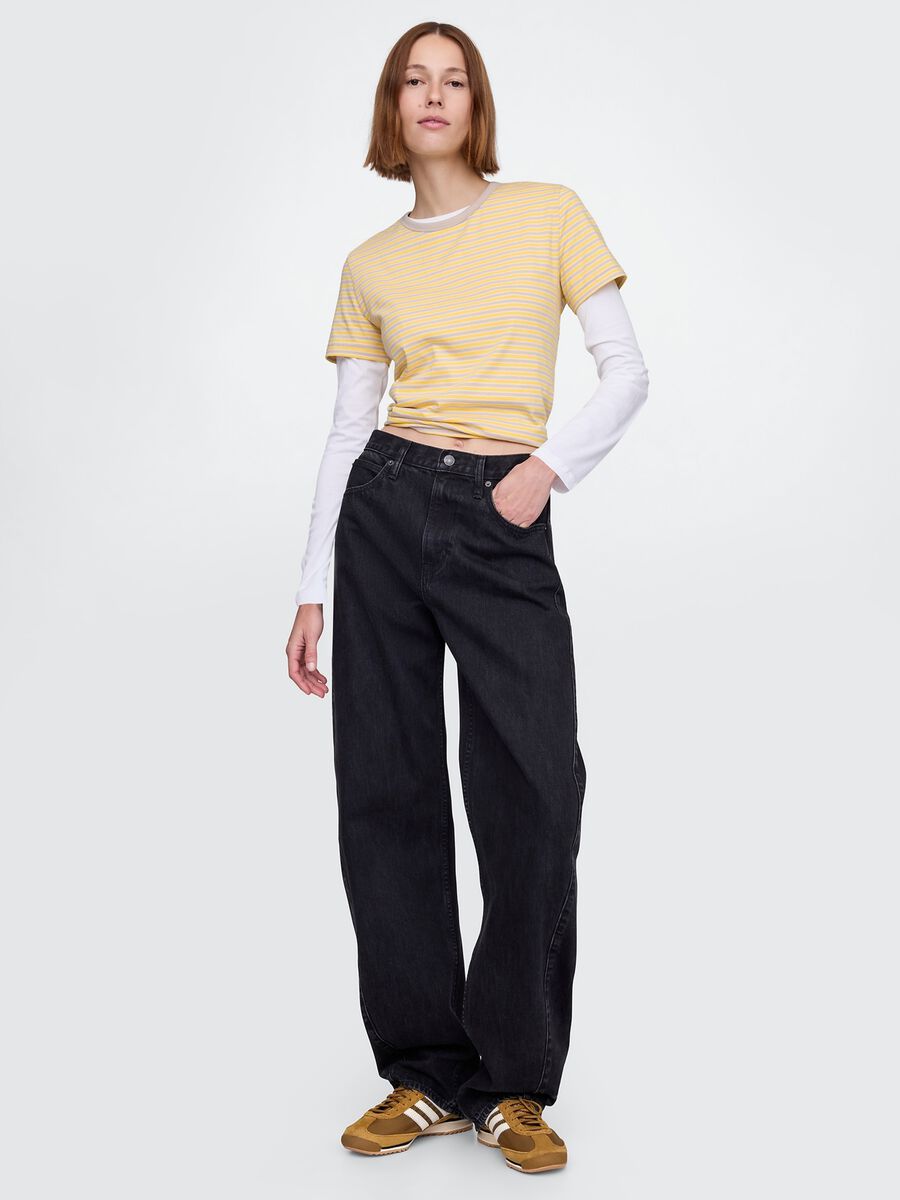 T-shirt a righe gialle in cotone Gap Donna_1