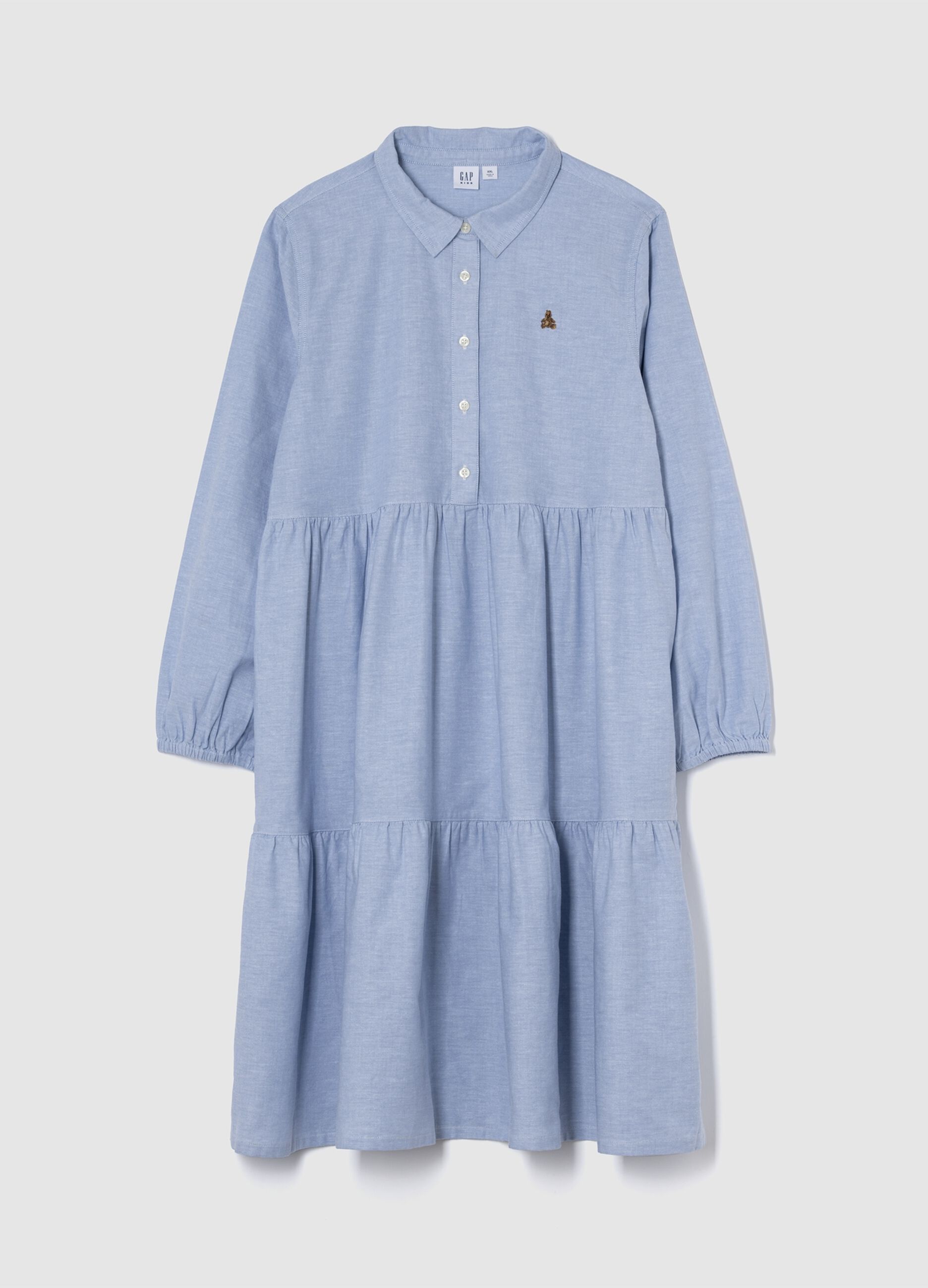 Vestito azzurro per bambina lungo a balze_2