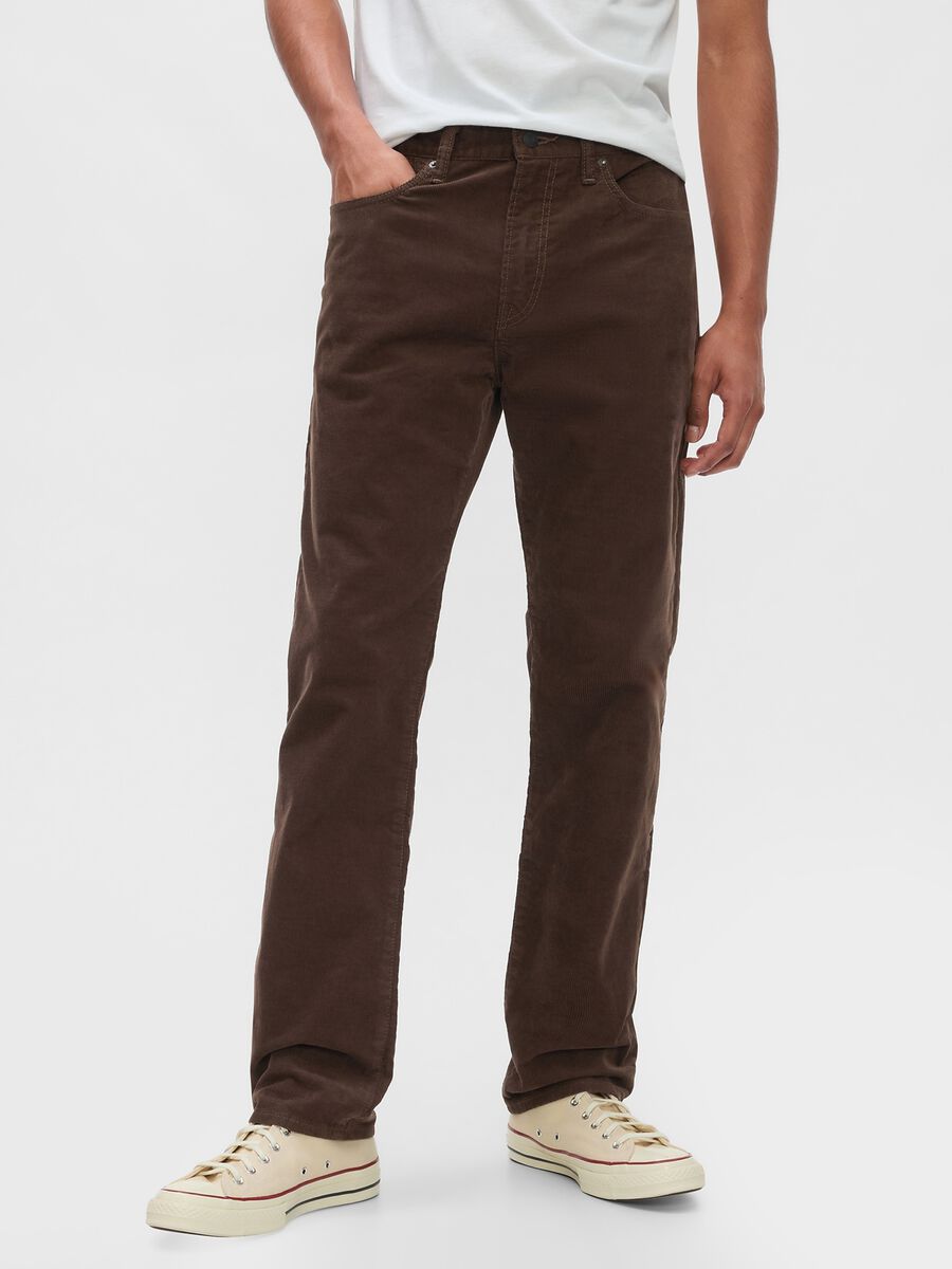 Straight-fit trousers in stretch corduroy Man_1
