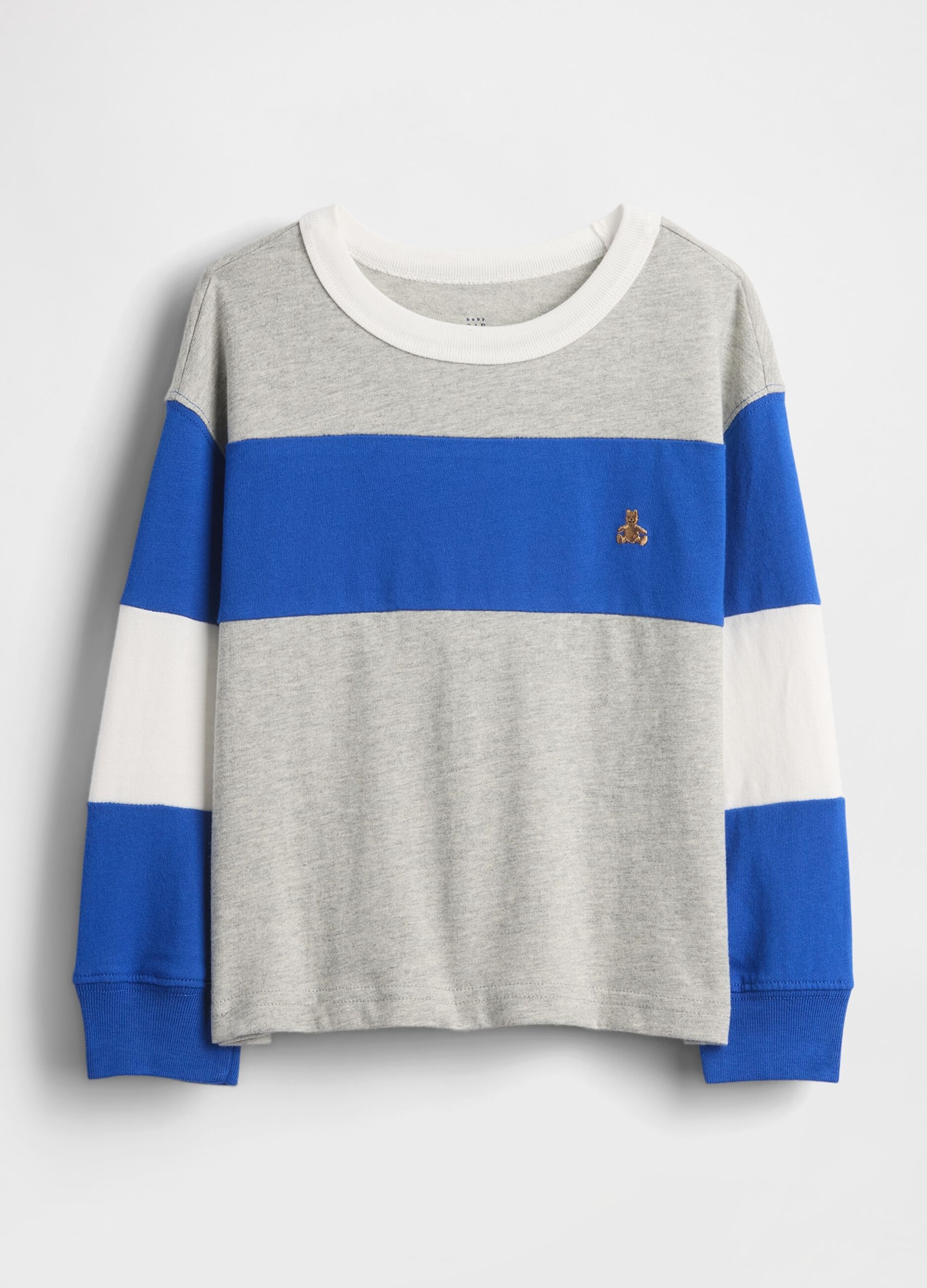 Maglia grigia e blu in cotone a maniche lunghe