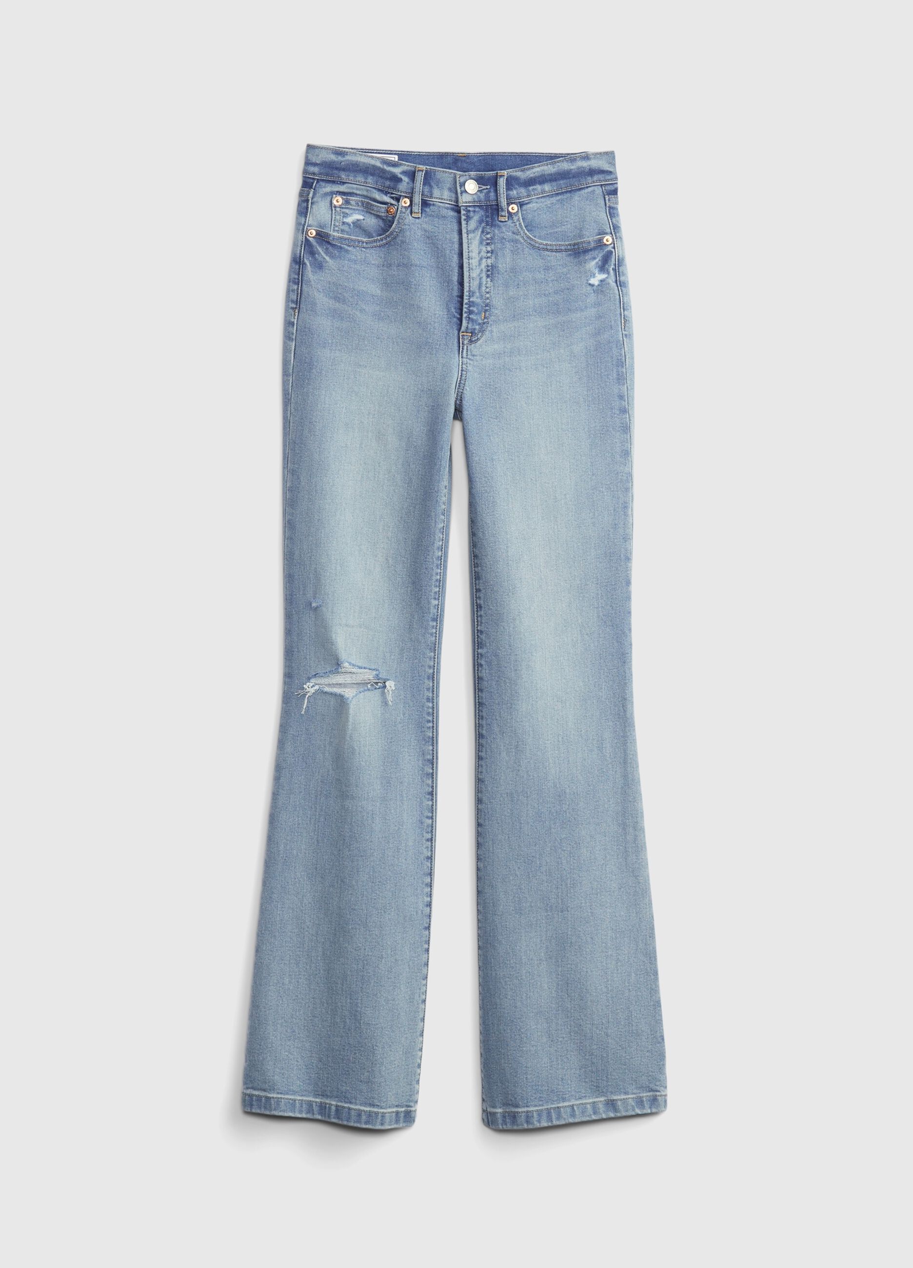 Flare-fit, high-rise jeans with rips_2