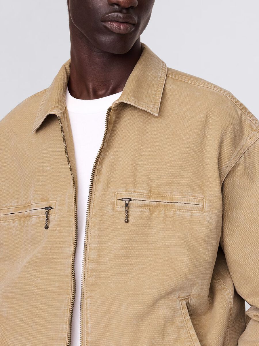 Beige lightweight jacket in 100% cotton Man_3