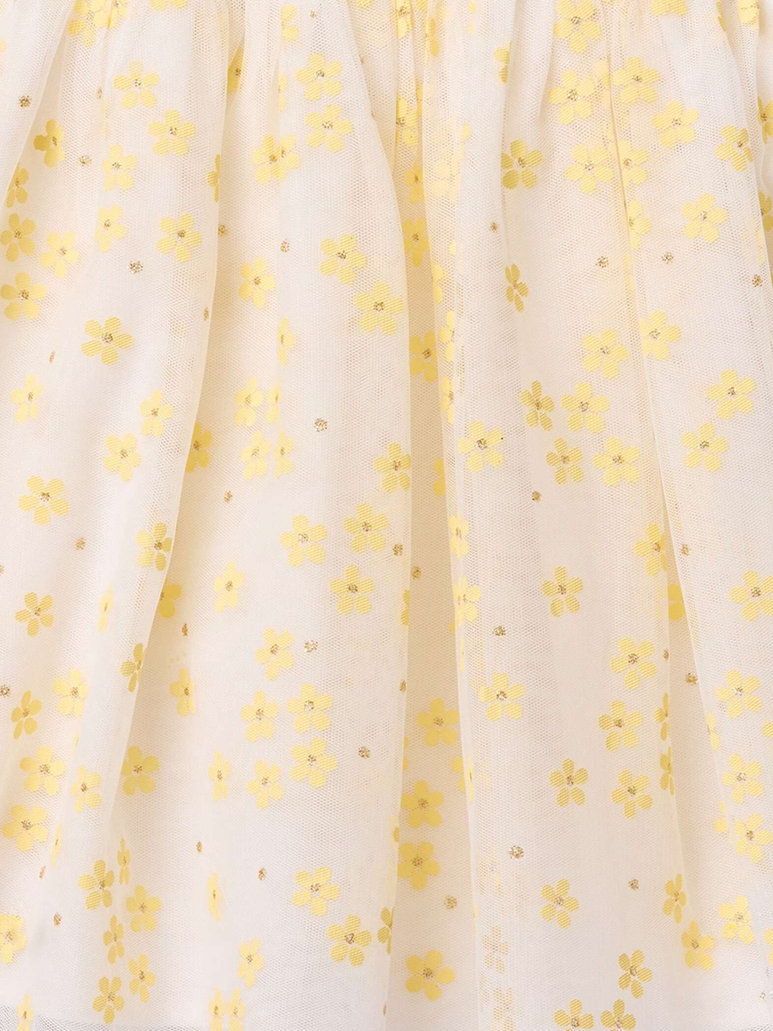 Abito bianco con gonna in tulle floreale_3