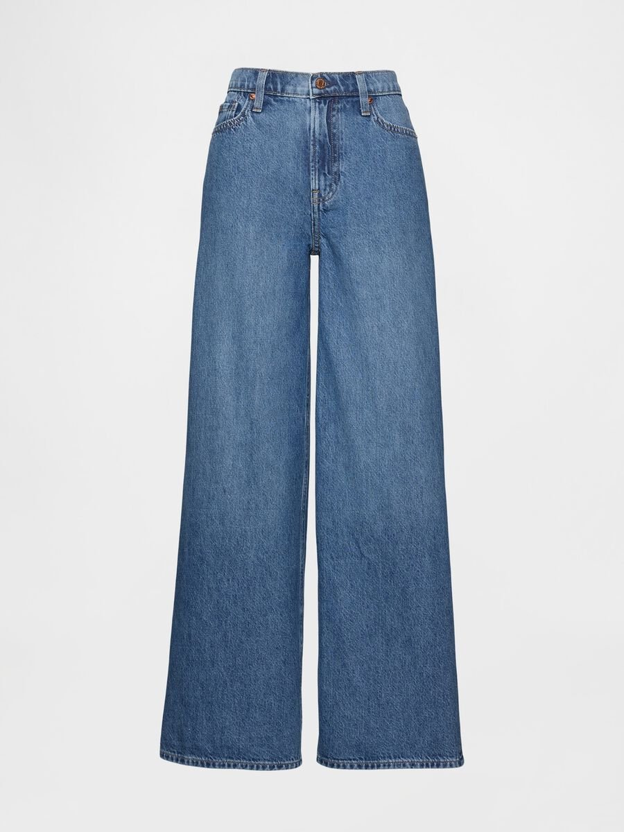 Cotton Flared Denim Trousers Woman_0