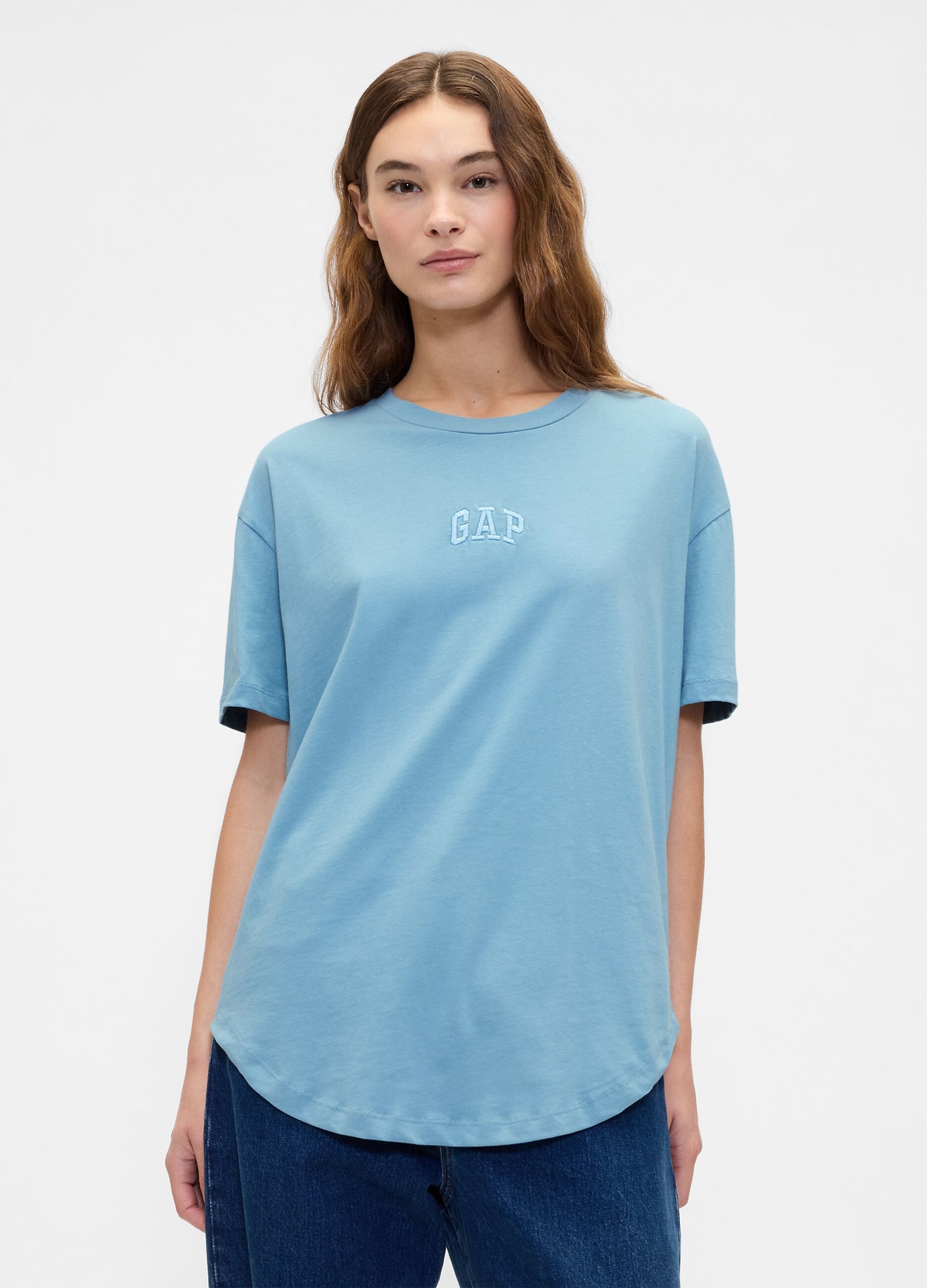 T-shirt azzurra in cotone