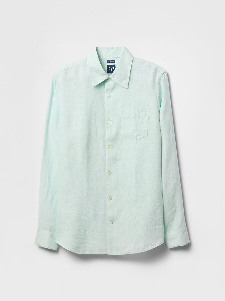 Camicia in lino azzurra Gap Uomo_3
