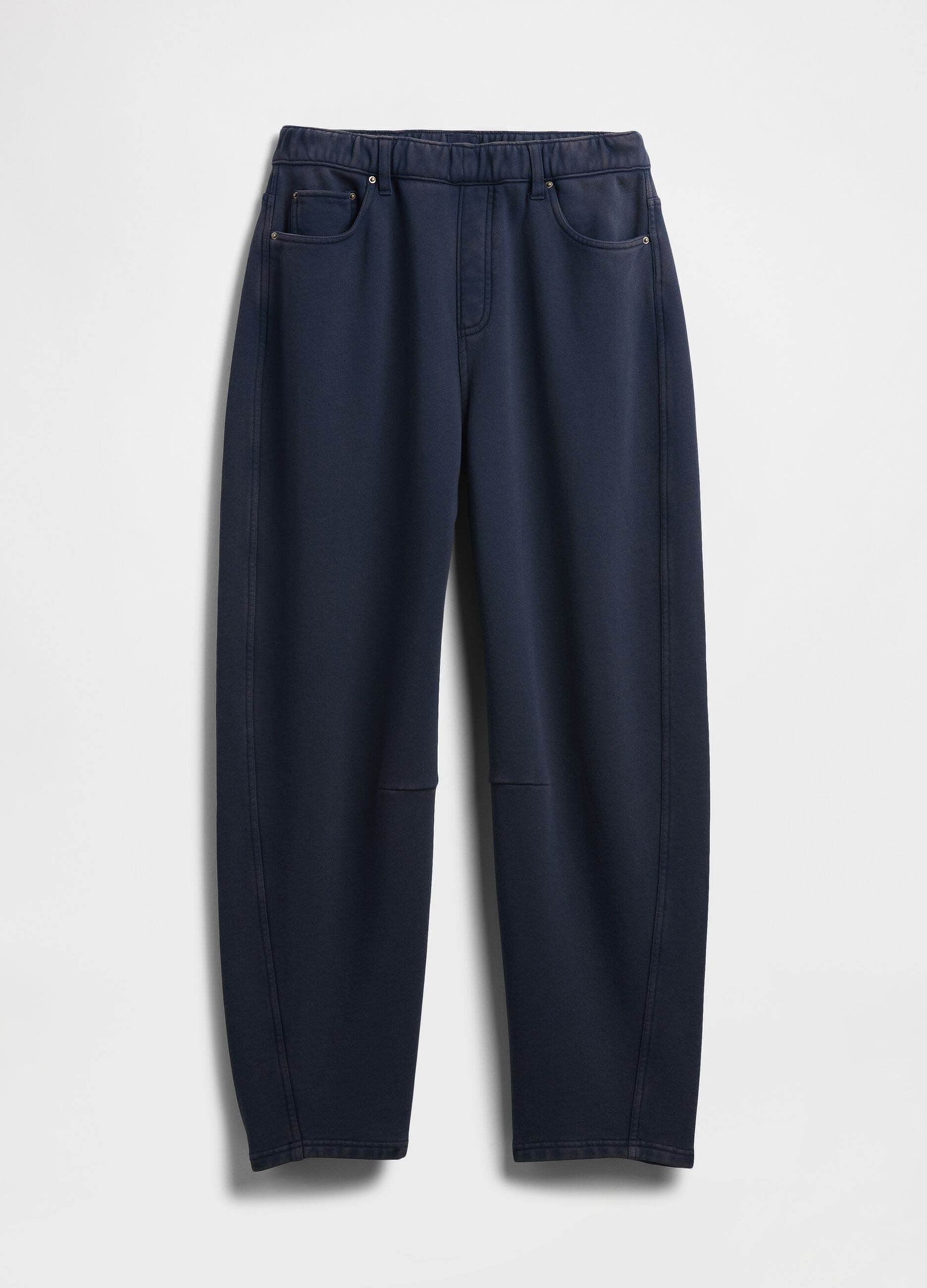 Blue Cotton Blend Trousers