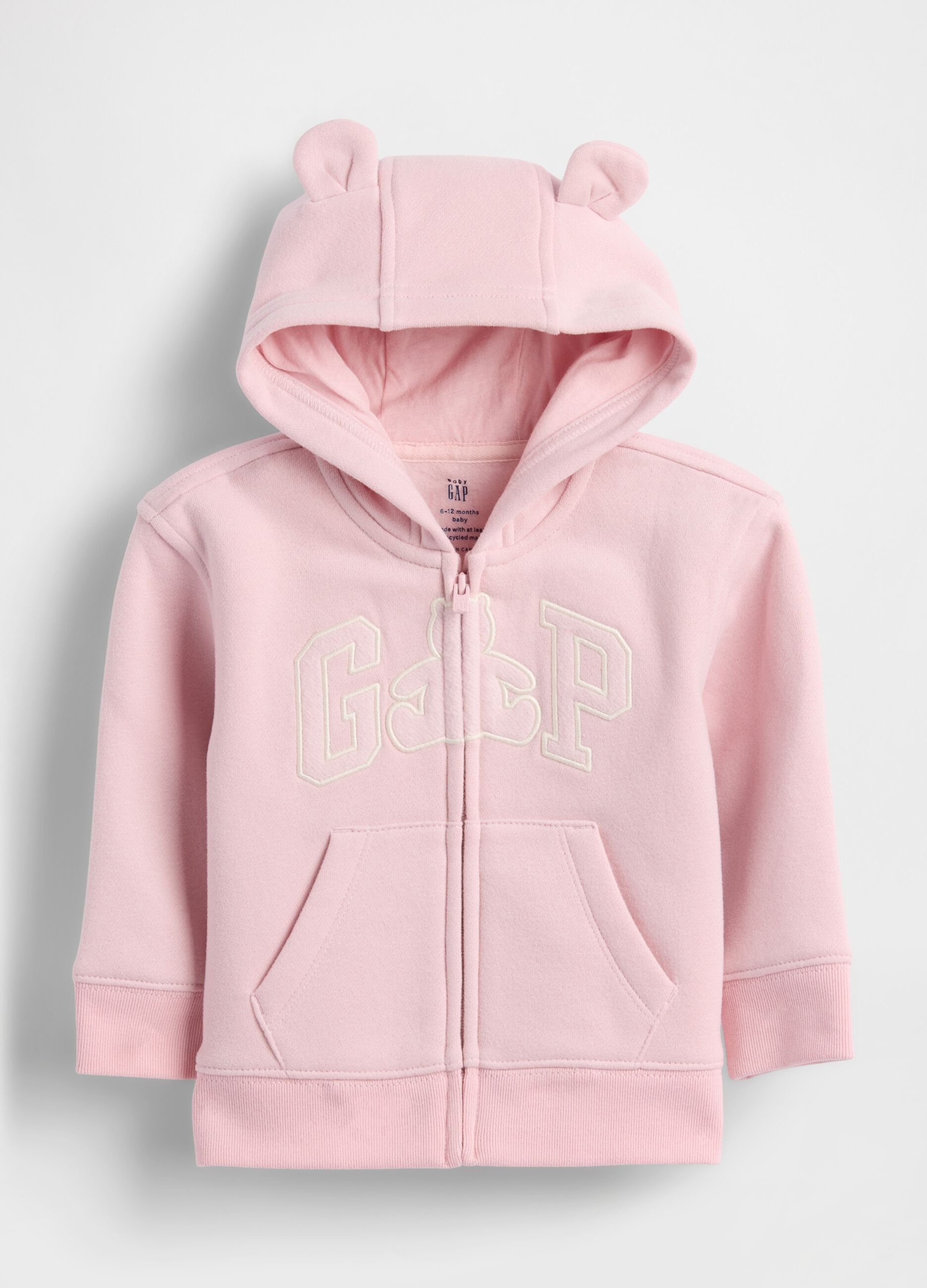 Felpa rosa con cappuccio e zip