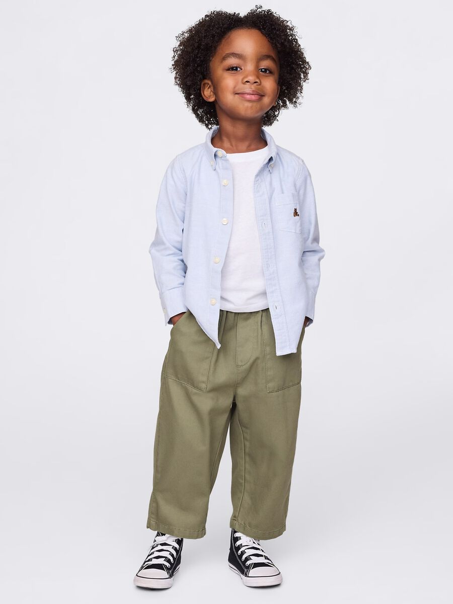 Green wide trousers in cotton and Lyocell blend Baby Boy_0