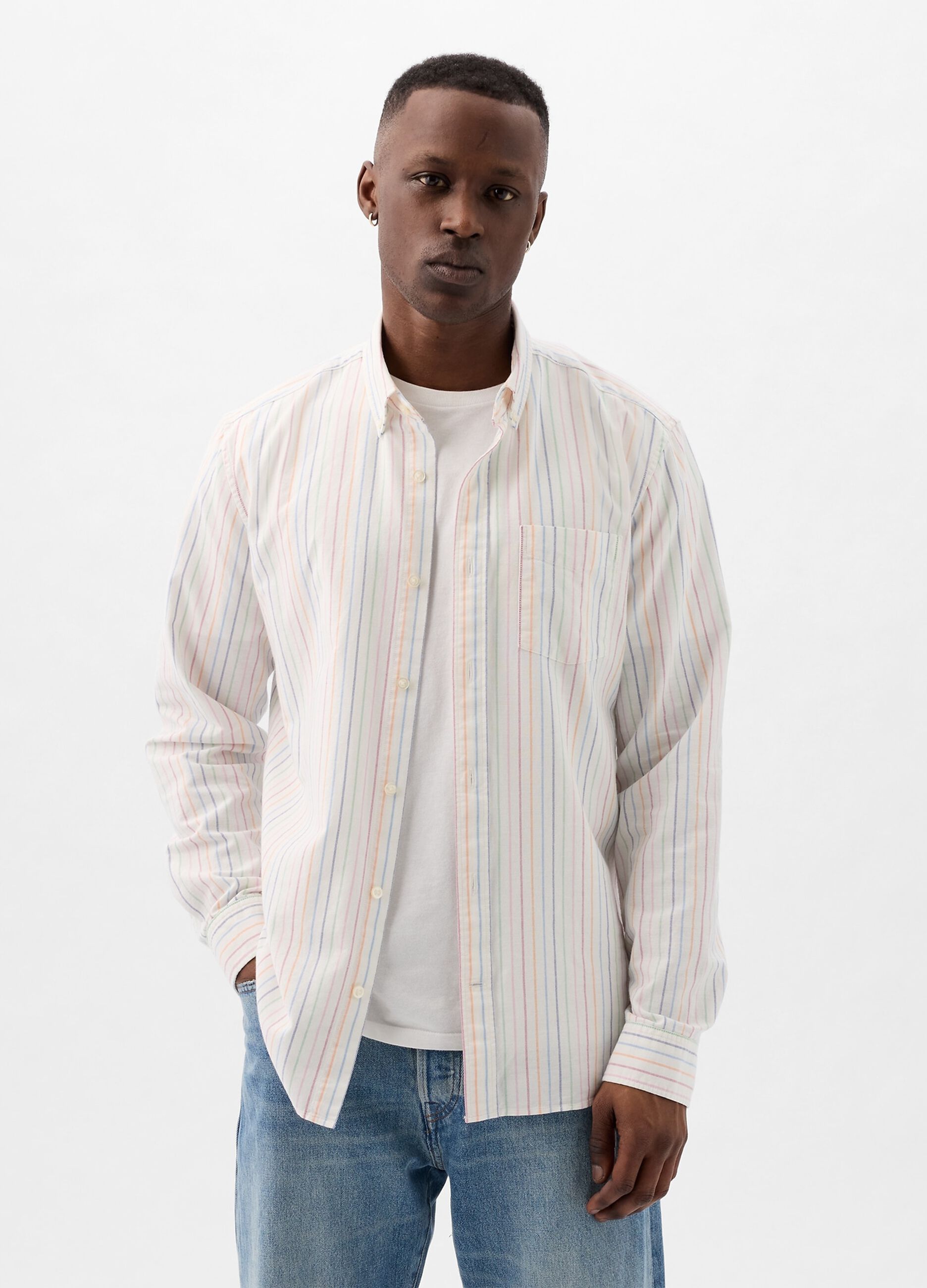 Regular-fit shirt in striped Oxford cotton_1