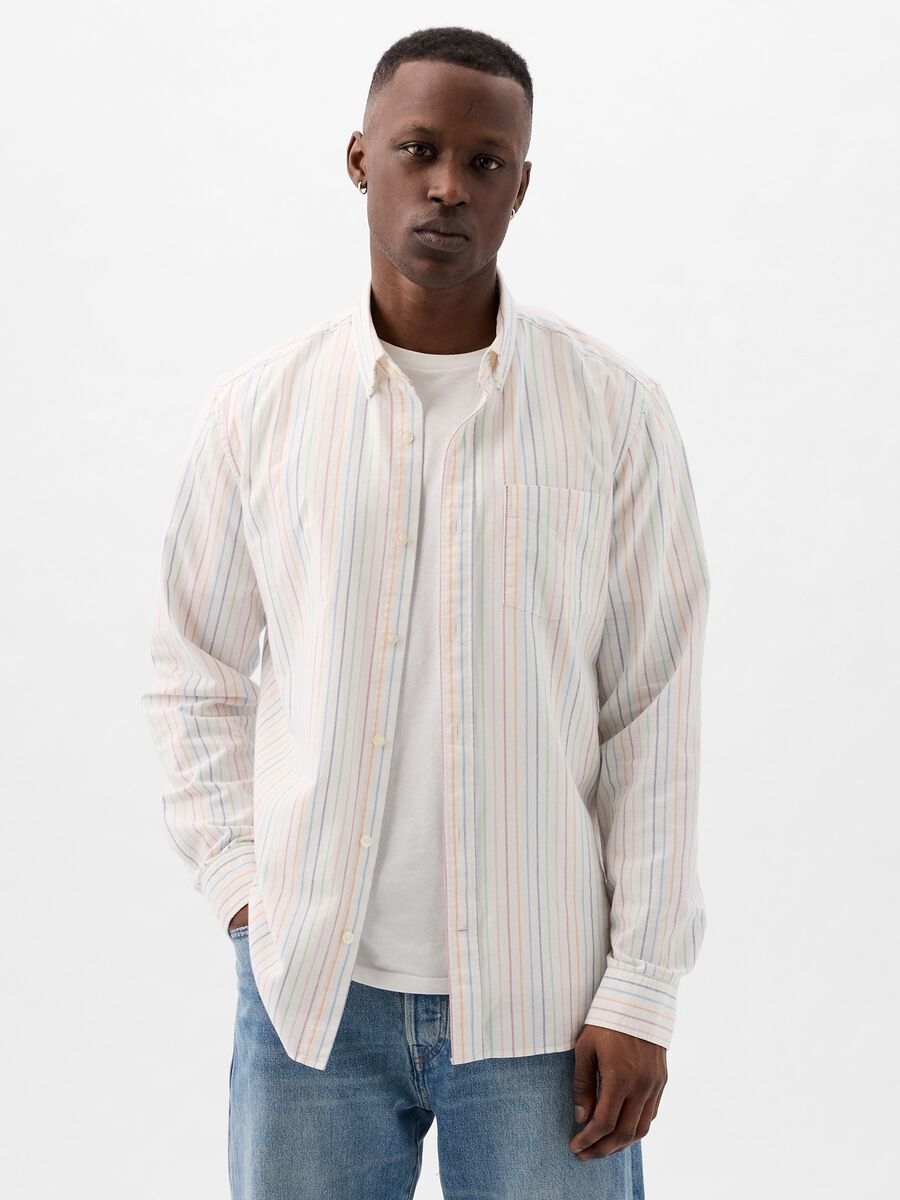 Regular-fit shirt in striped Oxford cotton Man_1