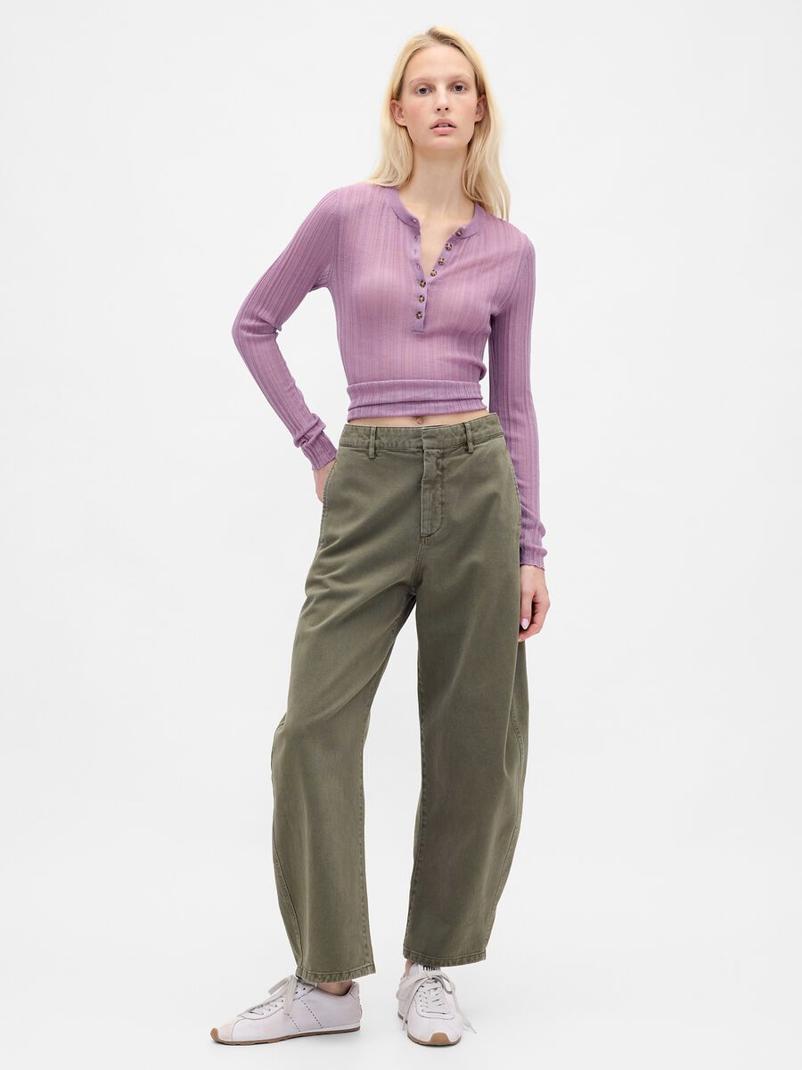 Pantaloni verde in cotone Donna_0