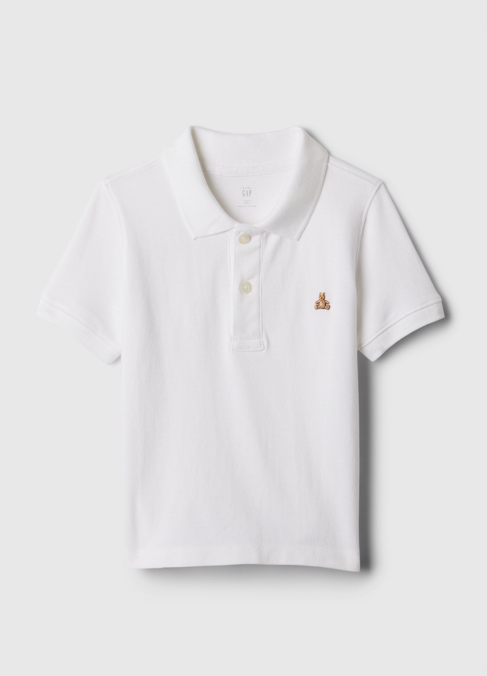 Pique polo shirt with embroidered bear