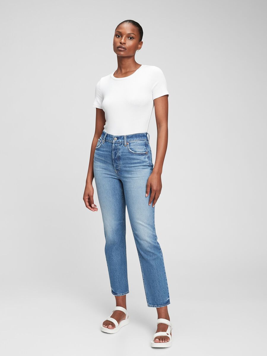 Straight-fit, high-rise jeans Woman_0