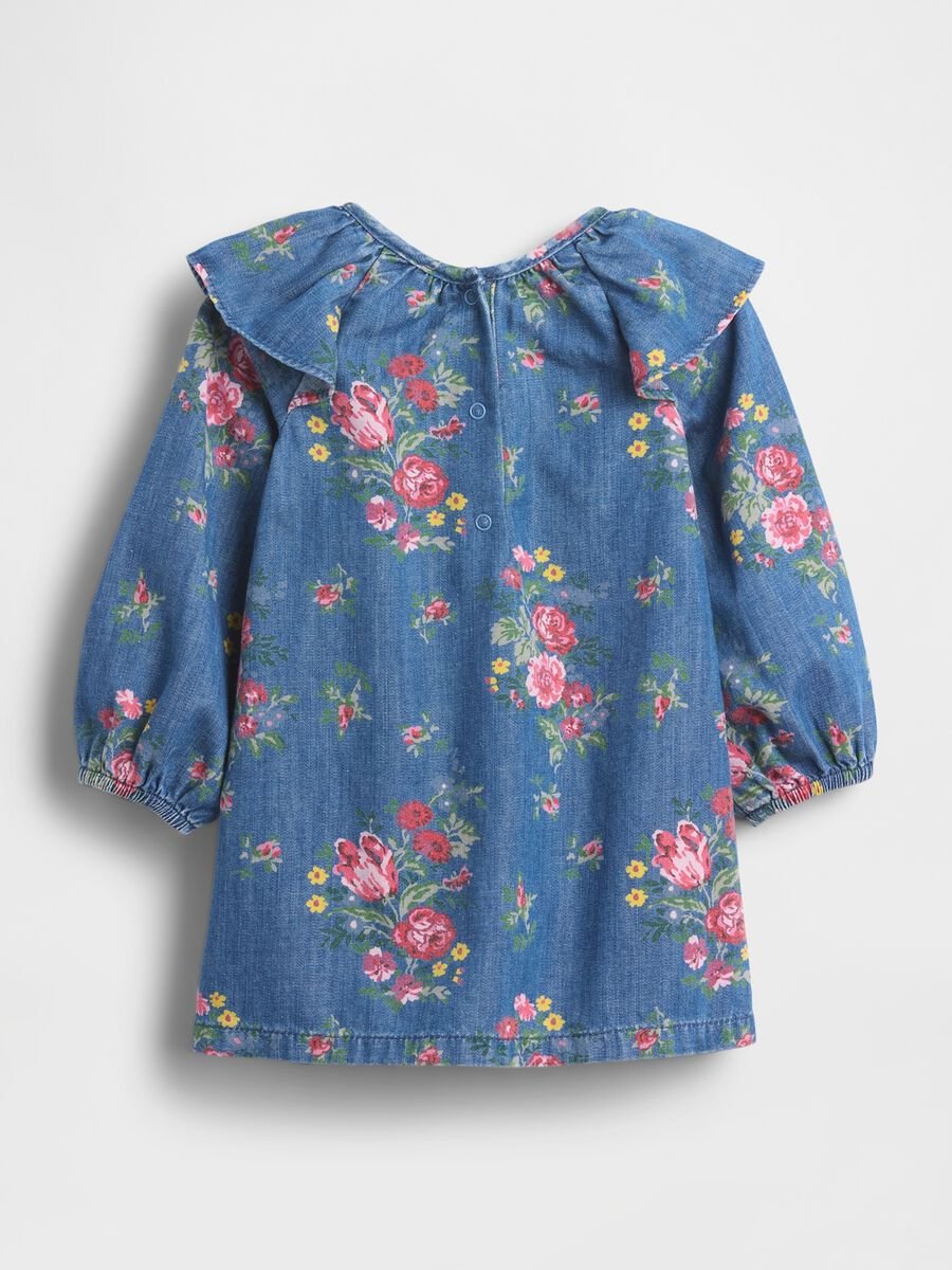 Abito denim con stampa floreale Neonato_1