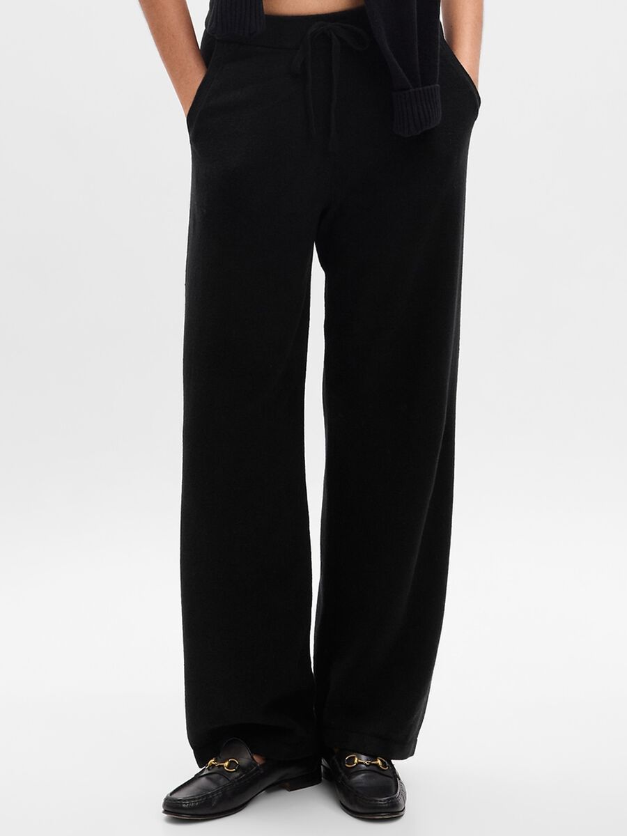 Joggers wide leg in maglia con coulisse Donna_2