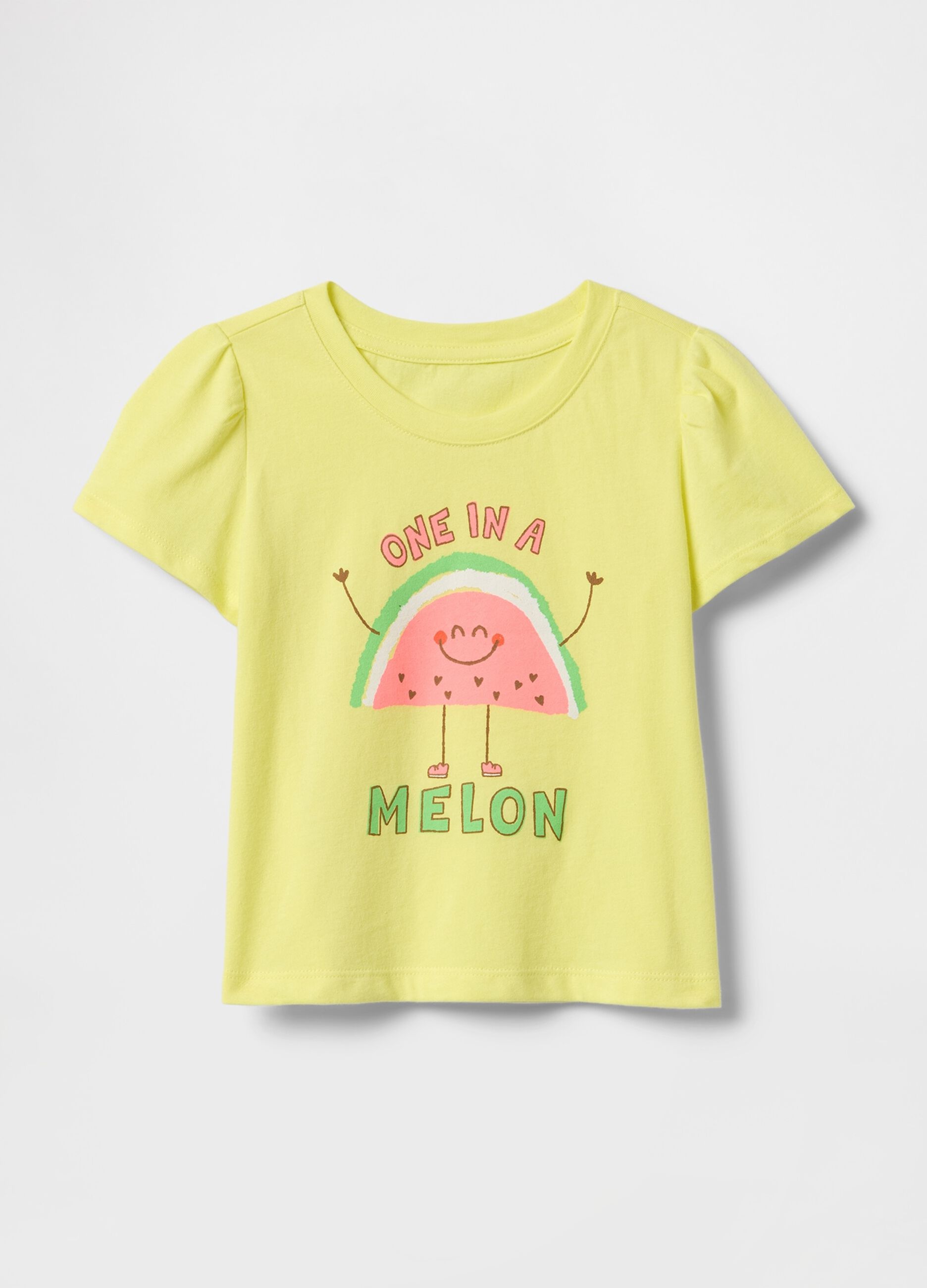 T-shirt gialla con stampa anguria per bambini